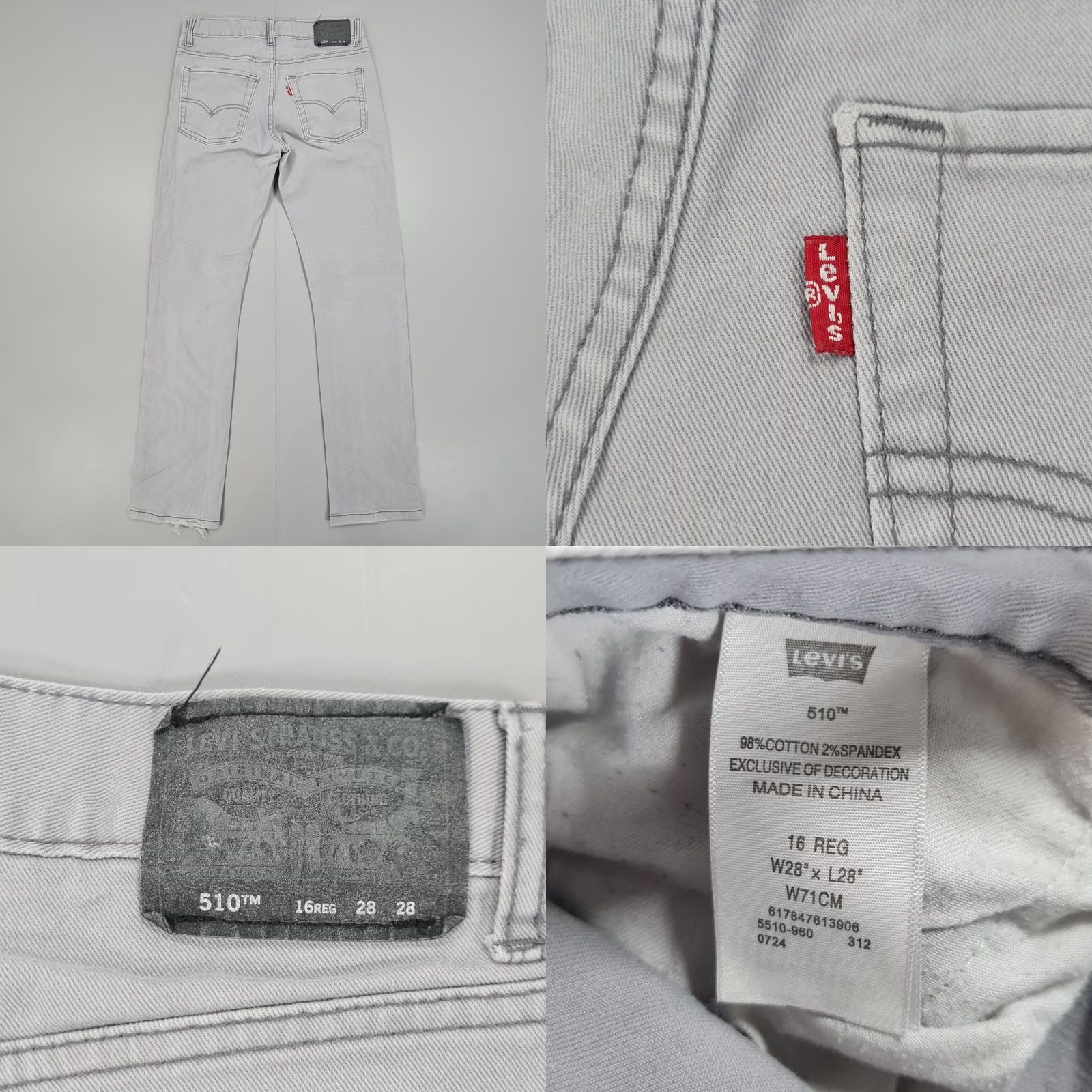 Levi's Levi's 510 Womens Jeans Grey W28 L28 Super Skinny Stretch Denim 5 Pocket Regular Size Levi's Womens Jeans Mens Womens Size 28" / US 6 / IT 42 - 9 Thumbnail
