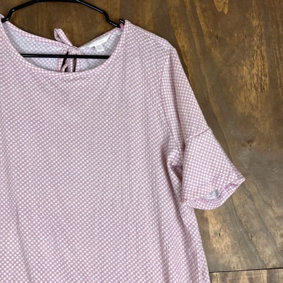 Vintage LC Lauren Conrad Blouse Womens Afterglow Gingham Key Hole Back Tie Stretch XL Size XL / US 12-14 / IT 48-50 - 5 Thumbnail