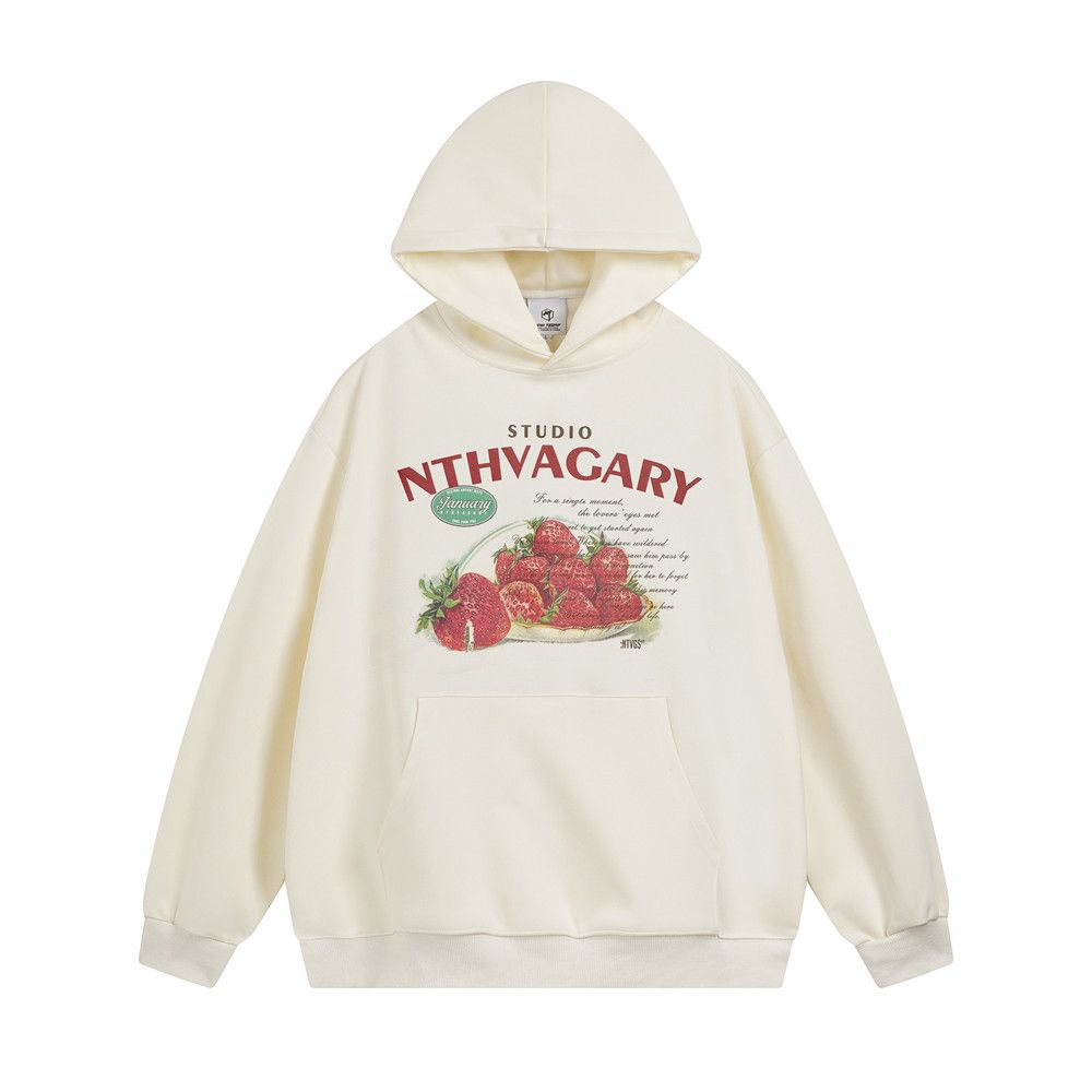 Vintage American Men's Loose Casual Strawberry Print Hoodie Size US M / EU 48-50 / 2 - 1 Thumbnail