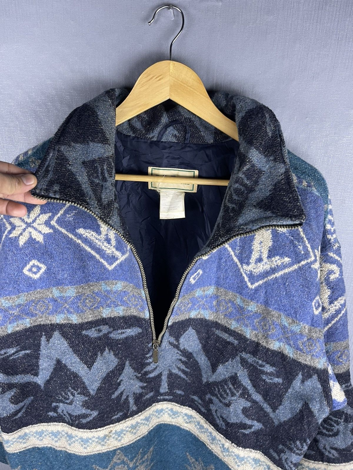L.L. Bean × Vintage Vintage L.L Bean Portugal Full Printed Ski Motif Half Zipper Size US L / EU 52-54 / 3 - 11 Thumbnail