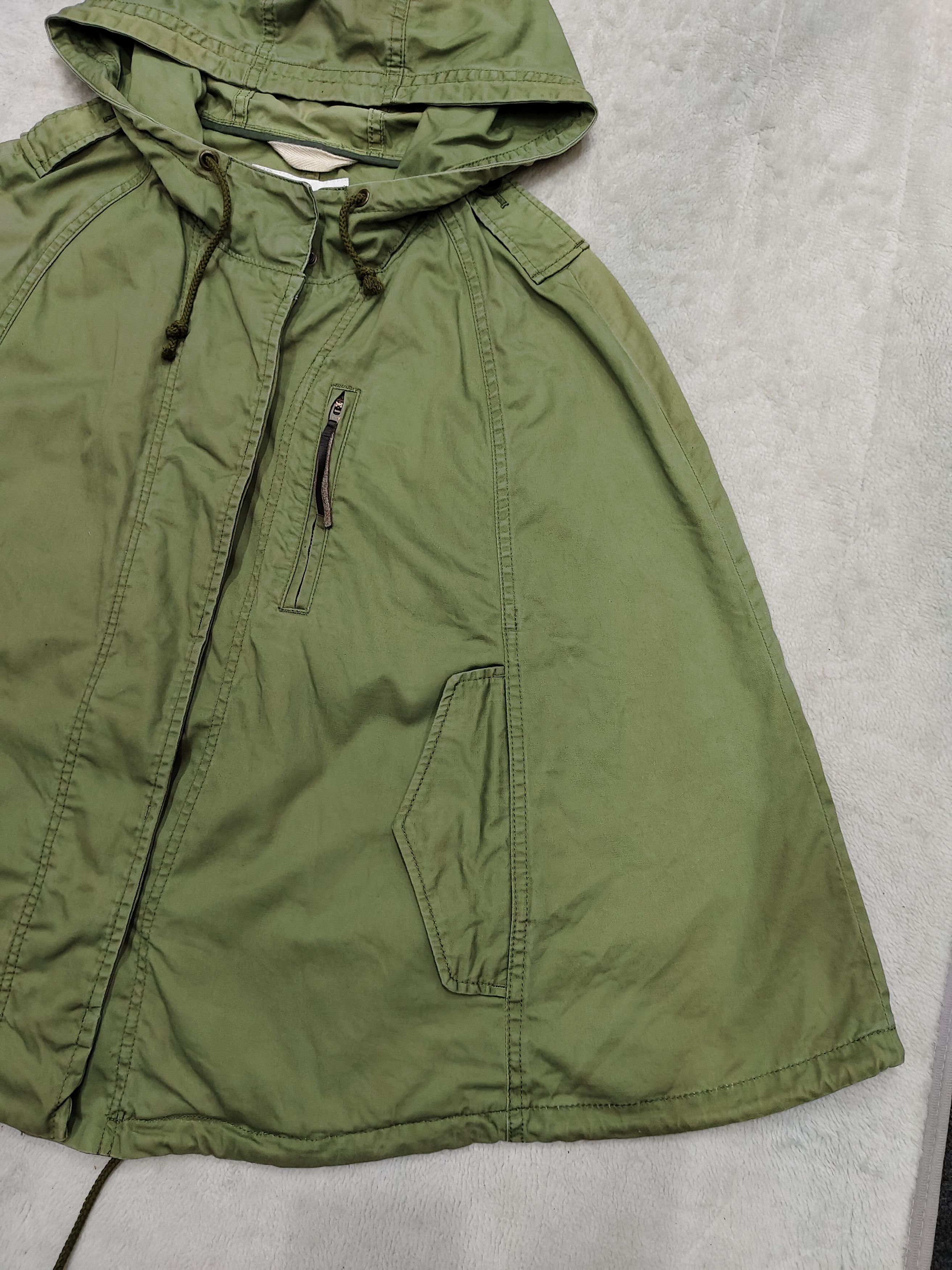 Japanese Brand Slobe Iena🇯🇵 Military Hooded Olive Batwing Cape Jacket Size M / US 6-8 / IT 42-44 - 4 Thumbnail