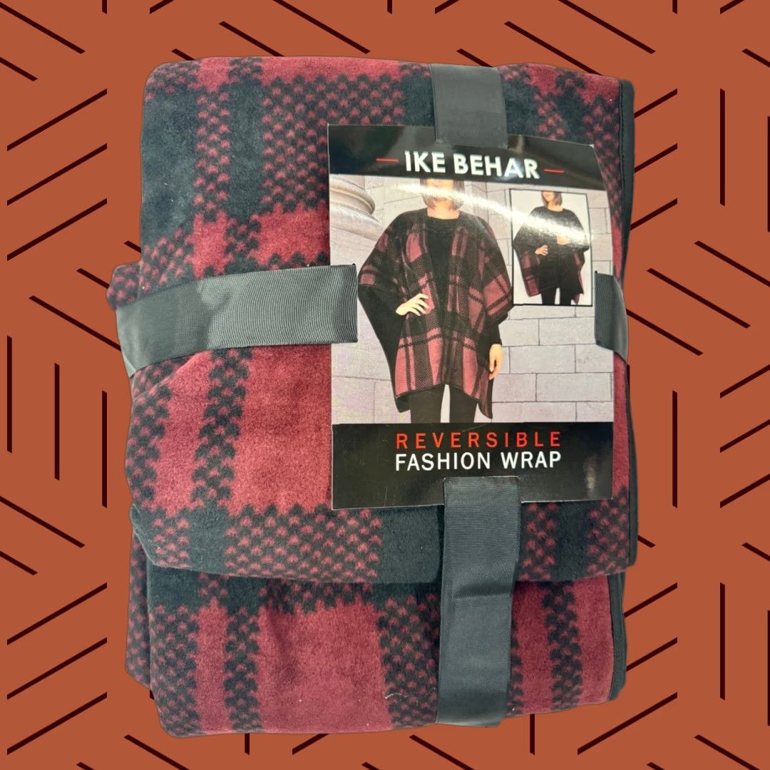 Ike Behar VINTAGE Ike Behar Reversible Fashion Wrap Women's ONE SIZE Polyester Red Black Plaid Wrap Shawl/Wrap Womens Size ONE SIZE - 1 Thumbnail