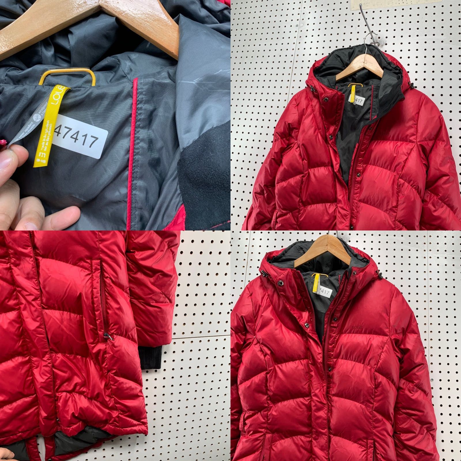 Vintage Lole Down Puffer Coat Womens M Red Quilted Long Hooded Parka Jacket Size M / US 6-8 / IT 42-44 - 8 Thumbnail
