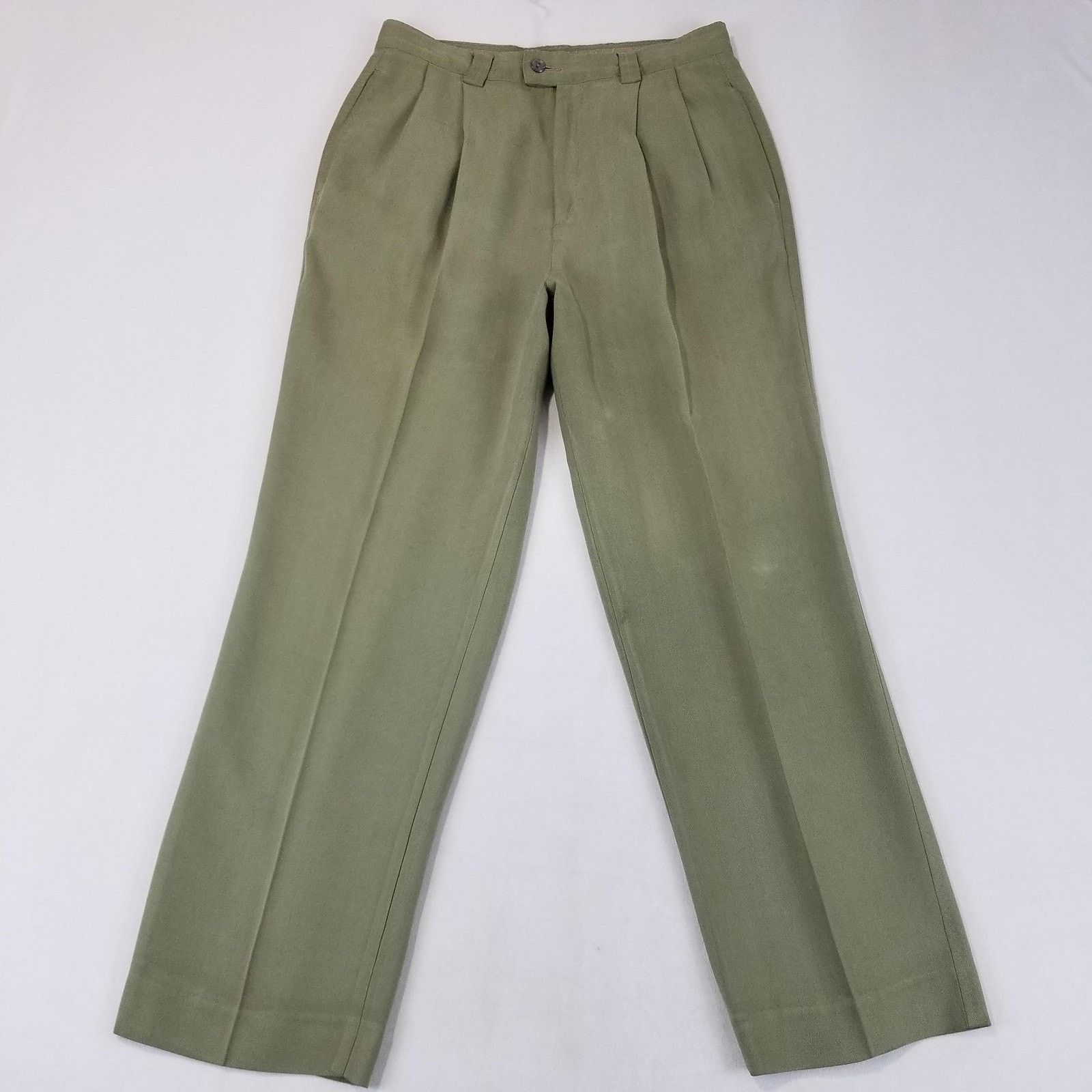 Tommy Bahama Tommy Bahama Pants Women 8 Green Silk Pleated Lined Trousers Size 30" / US 8 / IT 44 - 1 Thumbnail