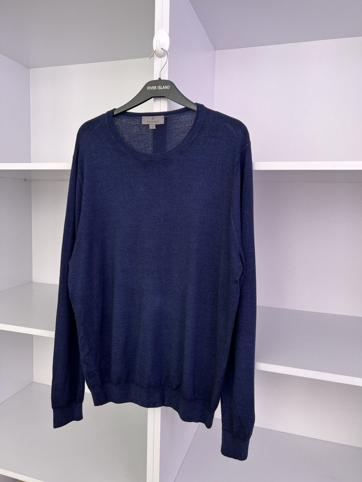 Canali × Designer × Vintage Vintage Canali Wool Navy Jumper Size US L / EU 52-54 / 3 - 8 Thumbnail