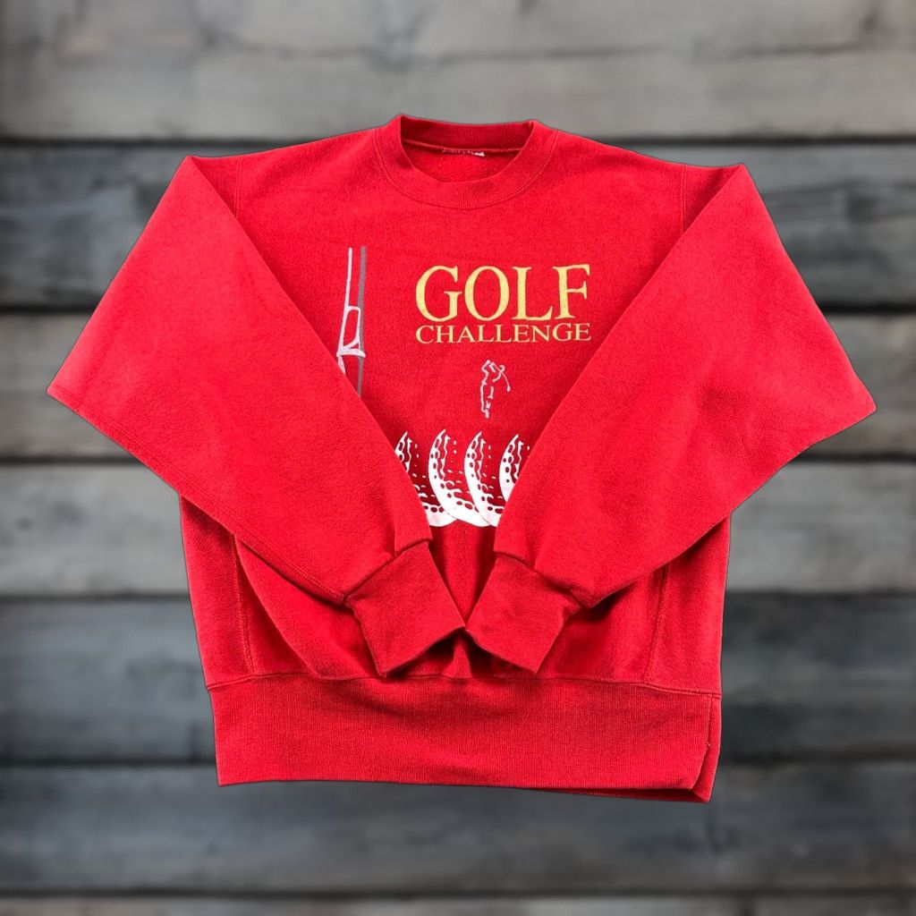 Vintage VINTAGE Golf Sweatshirt Mens M Red Pullover Graphic Challenge Reverse Weave 90s Size US M / EU 48-50 / 2 - 1 Thumbnail