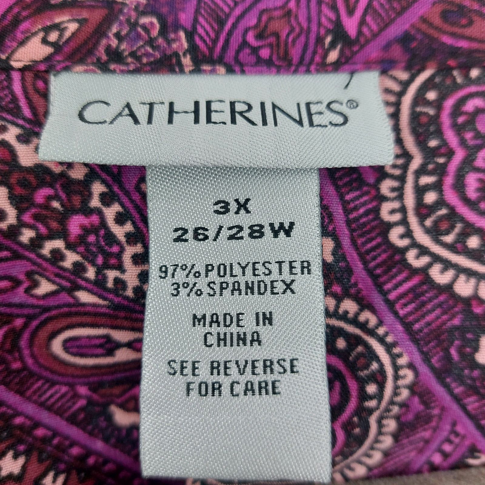 Other Catherines Womens Pink Paisley Blouse 3x (26/28W) Button-Tab Size 3XL / US 20-22 - 3 Thumbnail