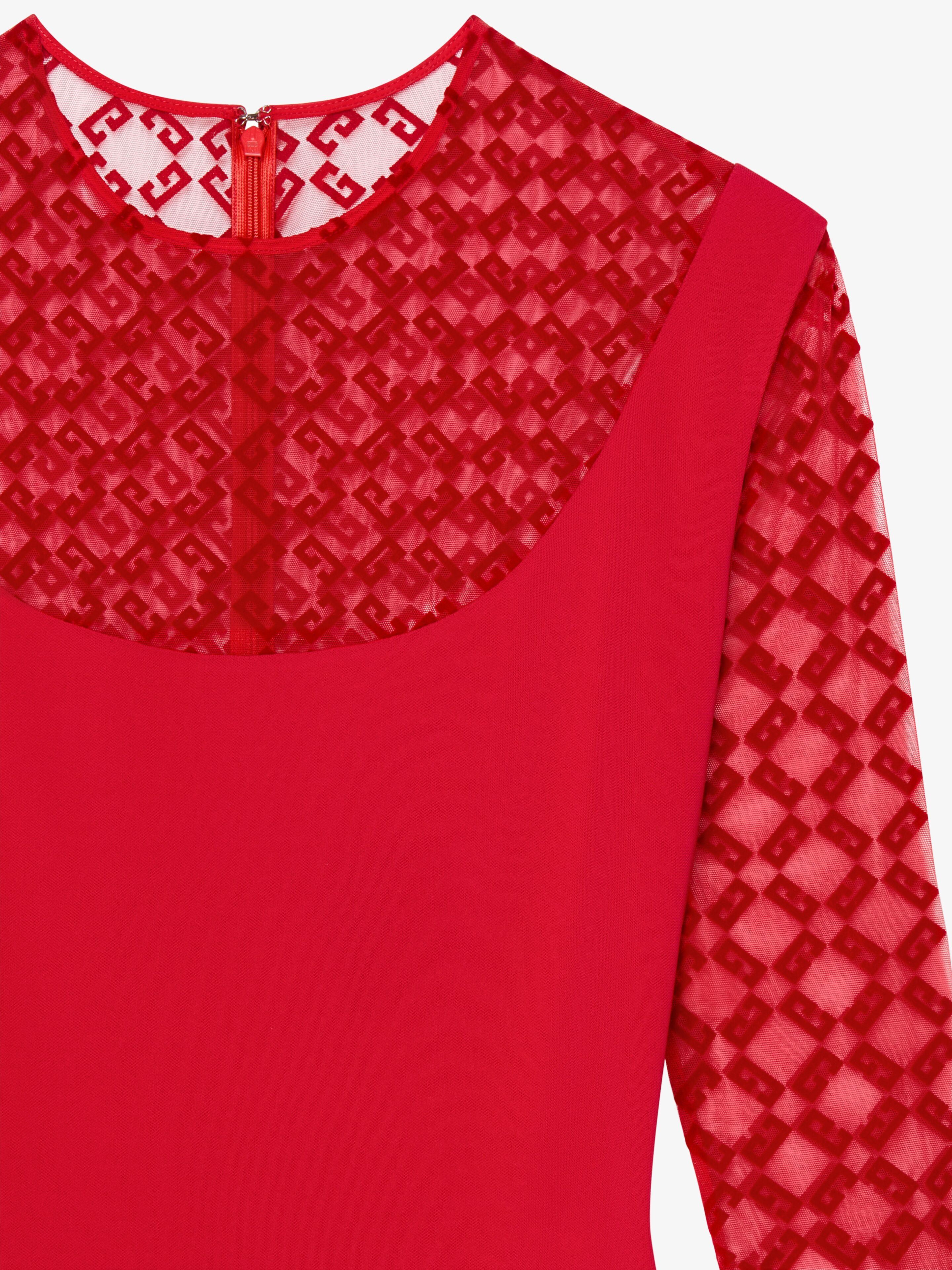 Givenchy o1srvl11e0725 Long Sleeve Plumetis Dress in Red Size XS / US 0-2 / IT 36-38 - 5 Thumbnail