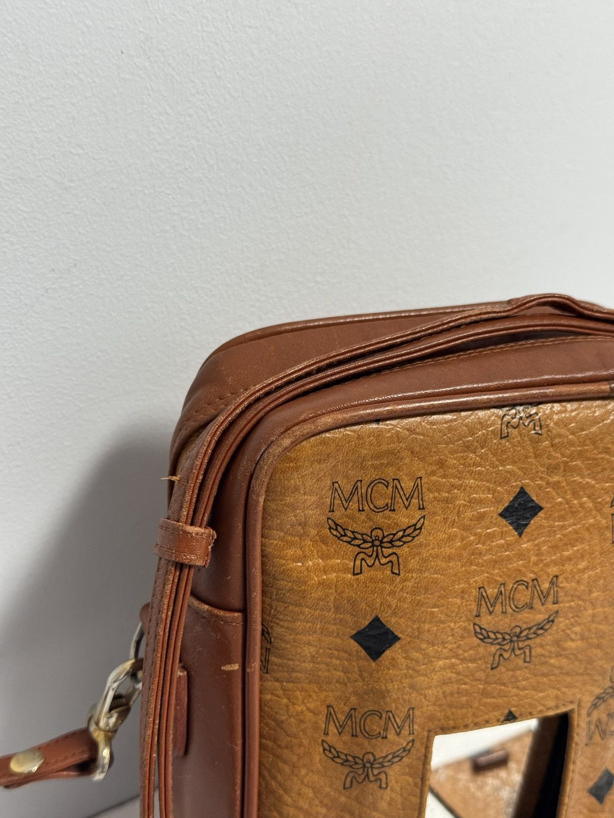 MCM MCM Visetos Shoulder Bag Crossbody Bag Brown Logo Leather Size ONE SIZE - 6 Thumbnail