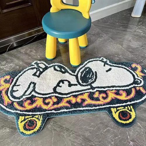 VIBE Cartoon Skateboard Kawaii Dog Print Carpet Rug Size ONE SIZE - 1 Thumbnail
