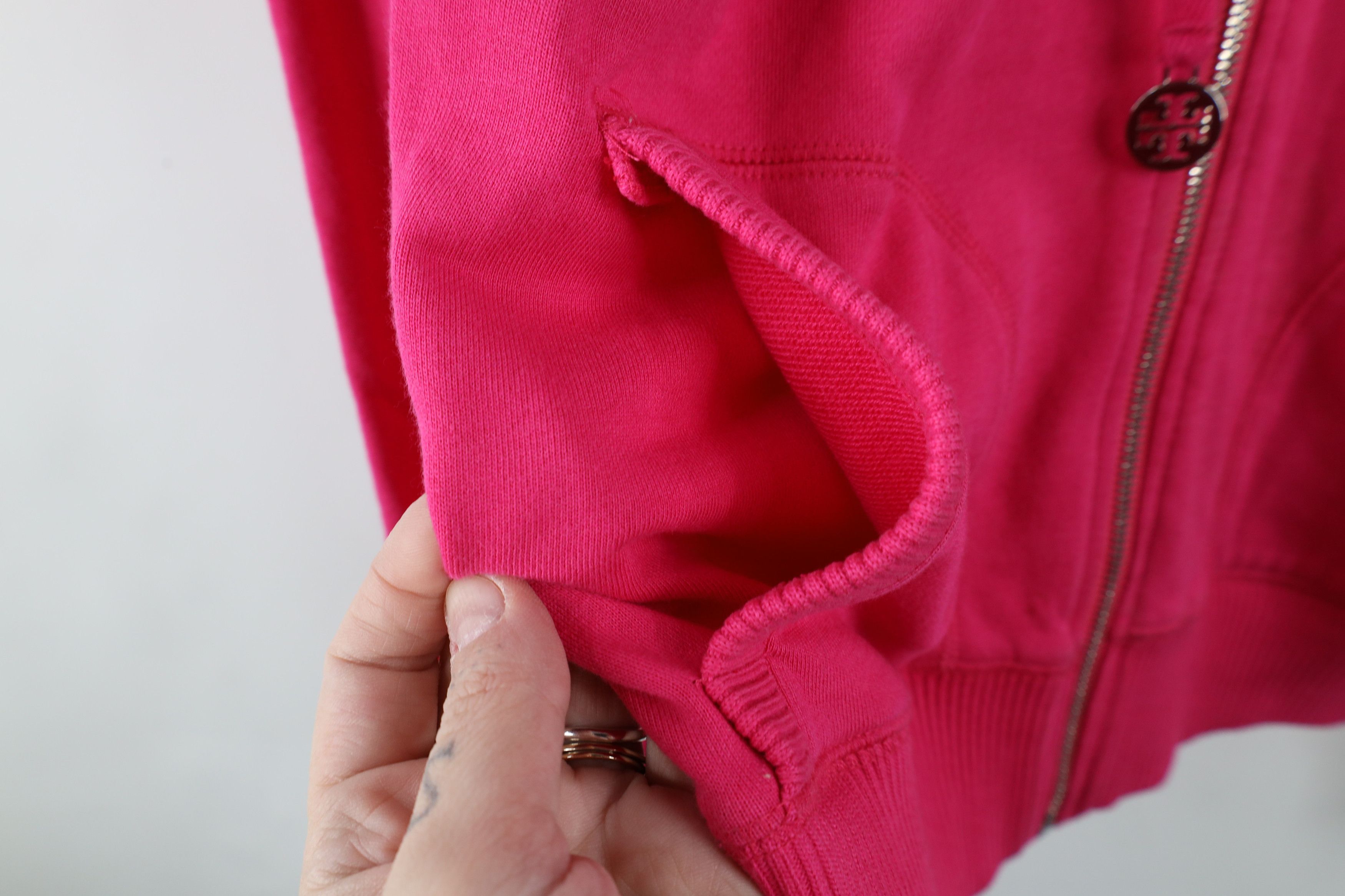 Tory Burch × Vintage Tory Burch Big Logo French Terry Full Zip Hoodie Pink Size M / US 6-8 / IT 42-44 - 7 Thumbnail
