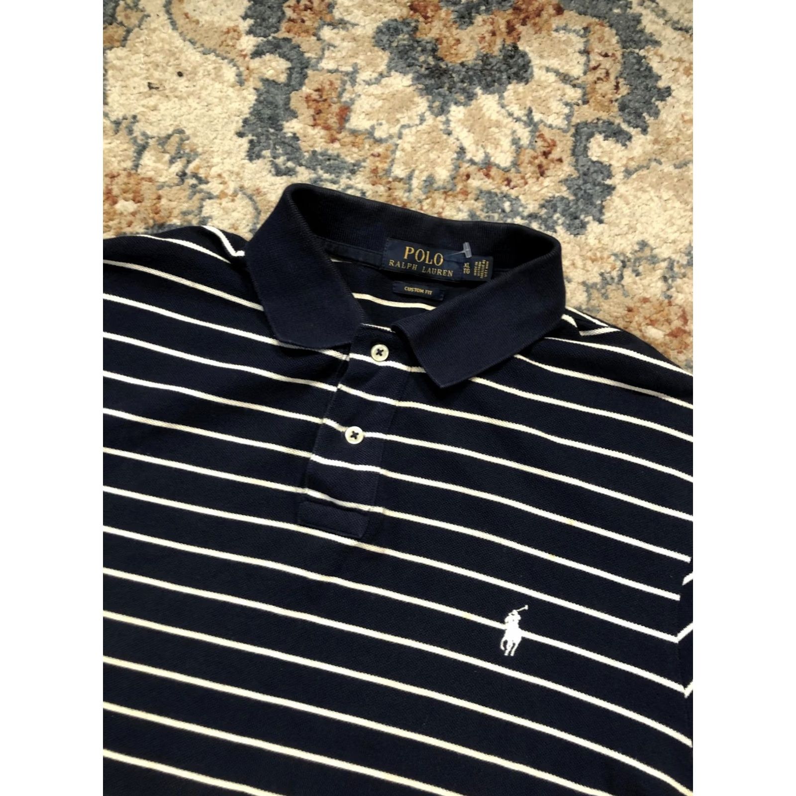 Polo Ralph Lauren Polo Ralph Lauren Polo Shirt Mens XL Blue Stripe Custom Fit Pony Logo Casual Size US XL / EU 56 / 4 - 6 Thumbnail