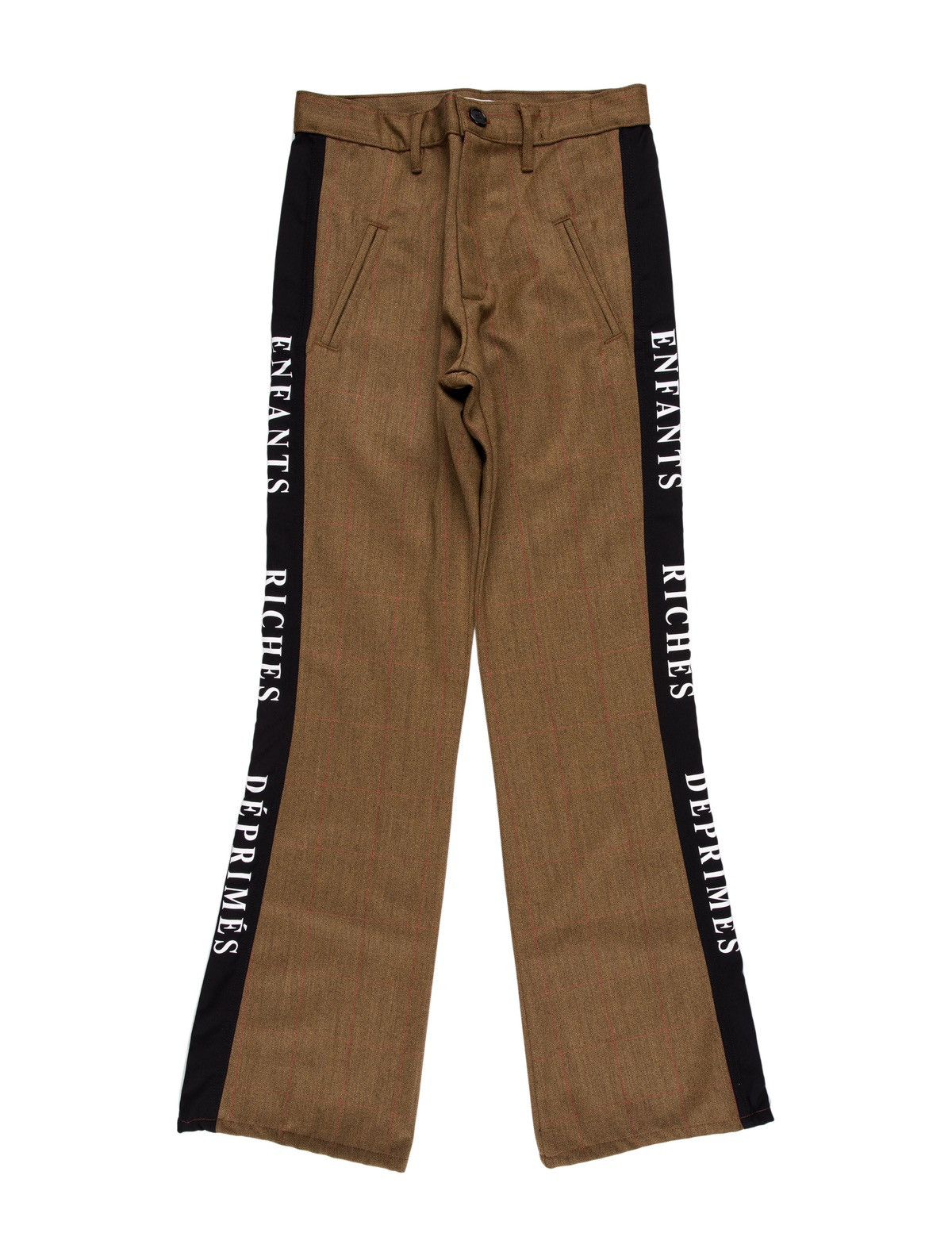 Pre-owned Enfants Riches Deprimes Ss18 Christie's Plaid Flared Trouser In Camel
