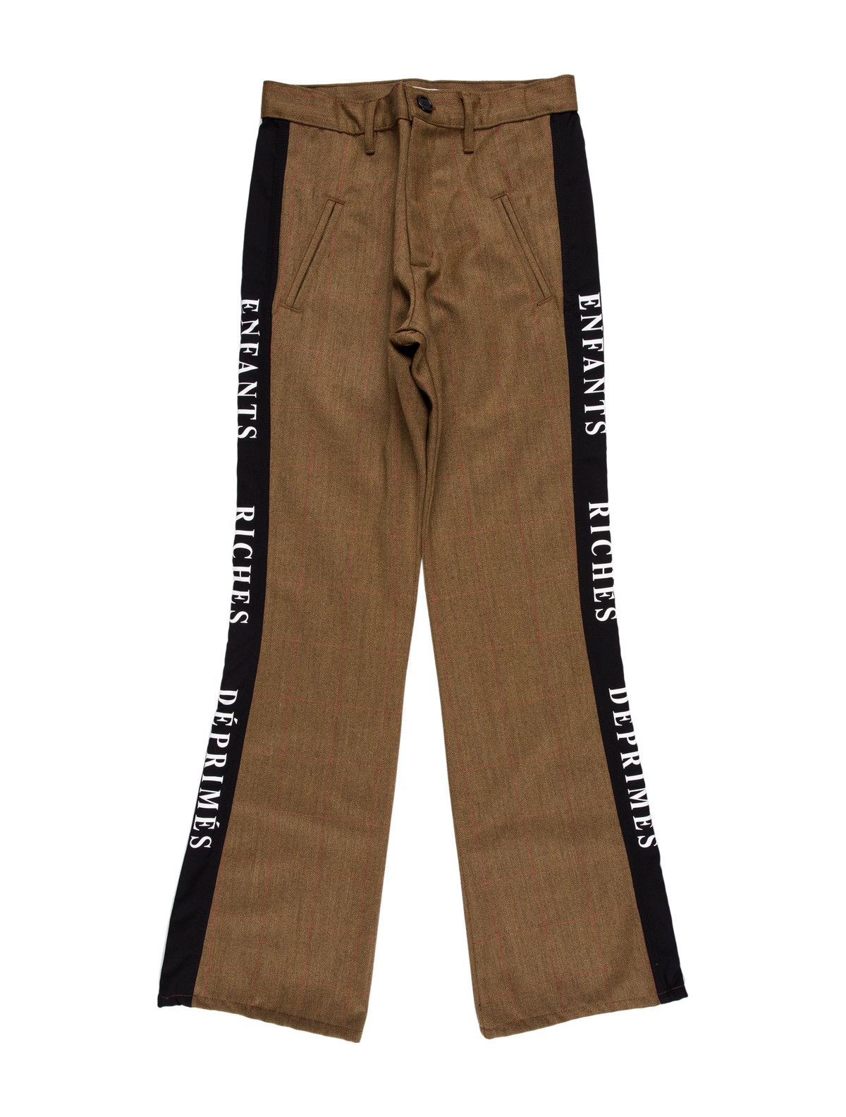 image of Enfants Riches Deprimes Ss18 Christie’S Plaid Flared Trouser in Camel, Men's (Size 30)