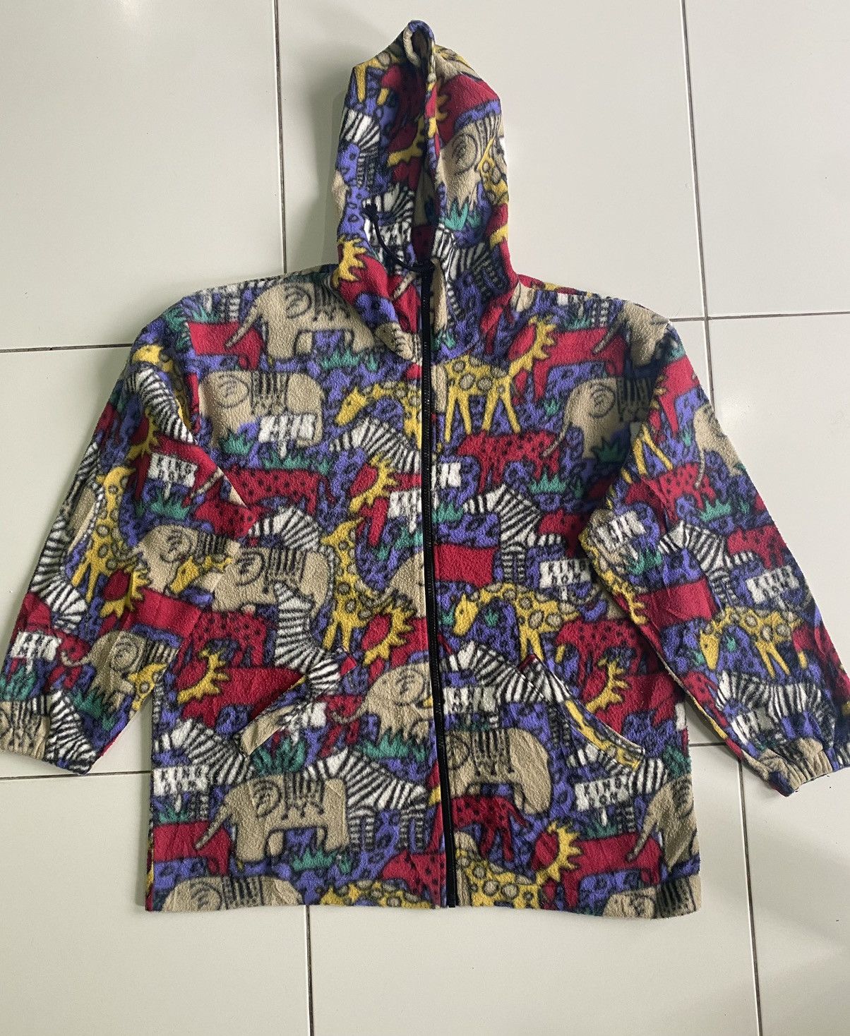 image of Animal Tee x Habitat Animal Full Printed Zip Up Hoodie Fleece Sweaters, Men's (Size XL)