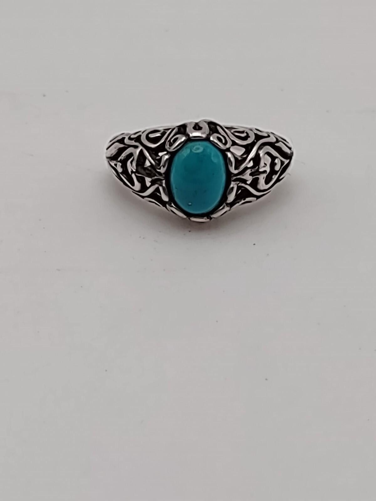 The Unbranded Brand 925 Turquoise Cabochon Ring Size 5 Vintage Style Size ONE SIZE - 1 Thumbnail