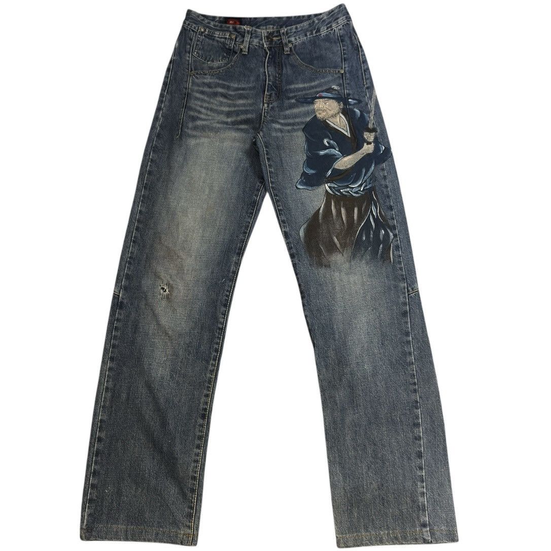 Japanese Brand 🔥🇯🇵 Vintage y2k Hand Printed Ronin Bj Jeans Karakuri Size US 30 / EU 46 - 1 Thumbnail