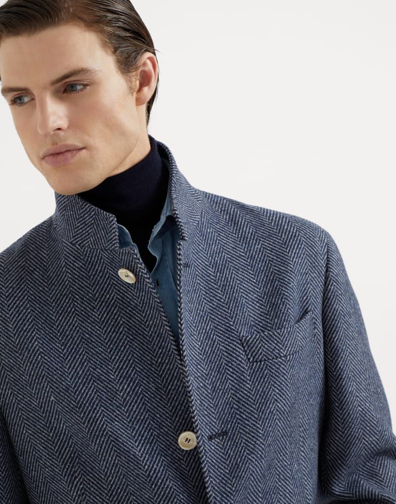 Brunello Cucinelli o1w1db10825 Wool Jacket in Blue Size US L / EU 52-54 / 3 - 4 Thumbnail