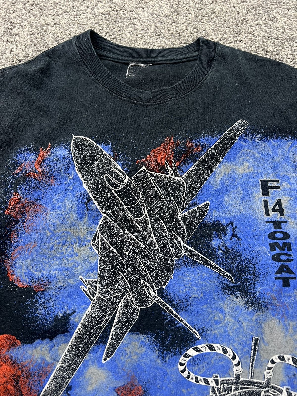Gildan Vintage F-14 Tomcat Fighter Jet All Over Print Black Shirt Size US M / EU 48-50 / 2 - 4 Thumbnail
