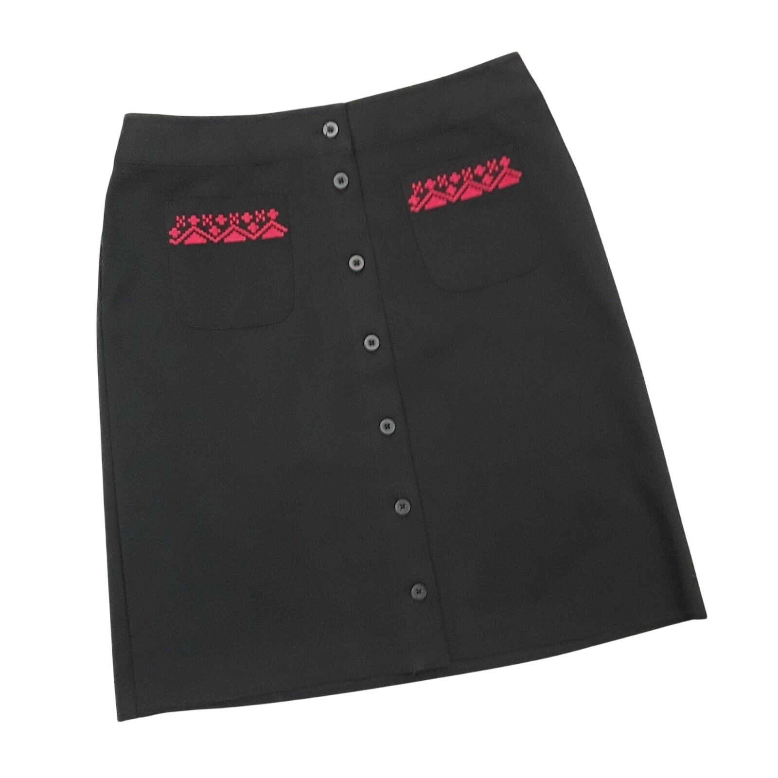 Ann Taylor Ann Taylor Loft Embroidered Button Down Skirt Pocket Stretch Size 28" / US 6 / IT 42 - 3 Thumbnail