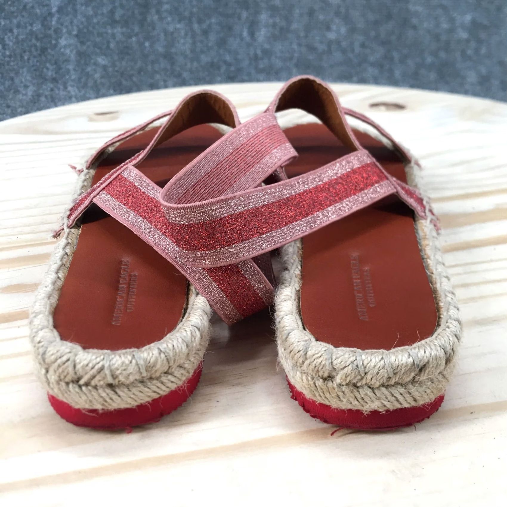 American Eagle Outfitters American Eagle Outfitters Sandals Womens 8 Platform Espadrilles Red Glitter Size US 8 / IT 38 - 6 Thumbnail