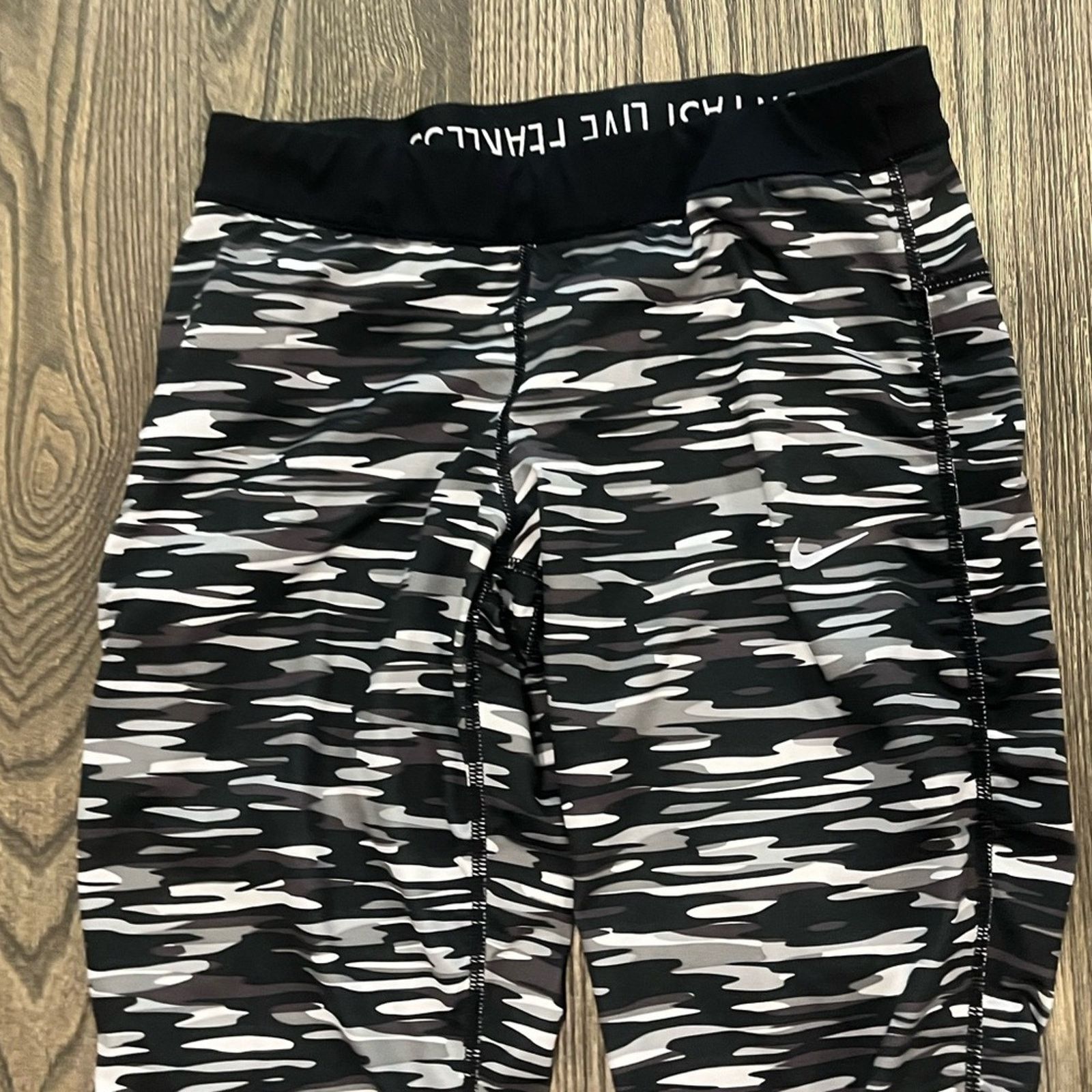 Nike Nike Tights Running Compression Dri Fit Cropped Camo Black M Size 29" - 3 Thumbnail