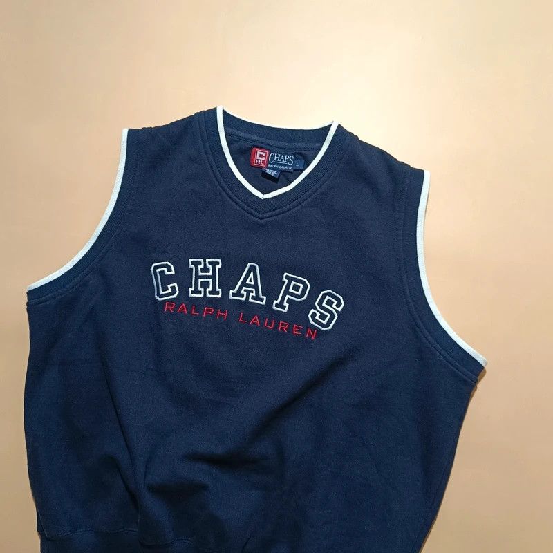 Chaps Ralph Lauren Vintage 90s Chaps Ralph Lauren Blue Vest Big Logo Spellout L Size US L / EU 52-54 / 3 - 2 Thumbnail