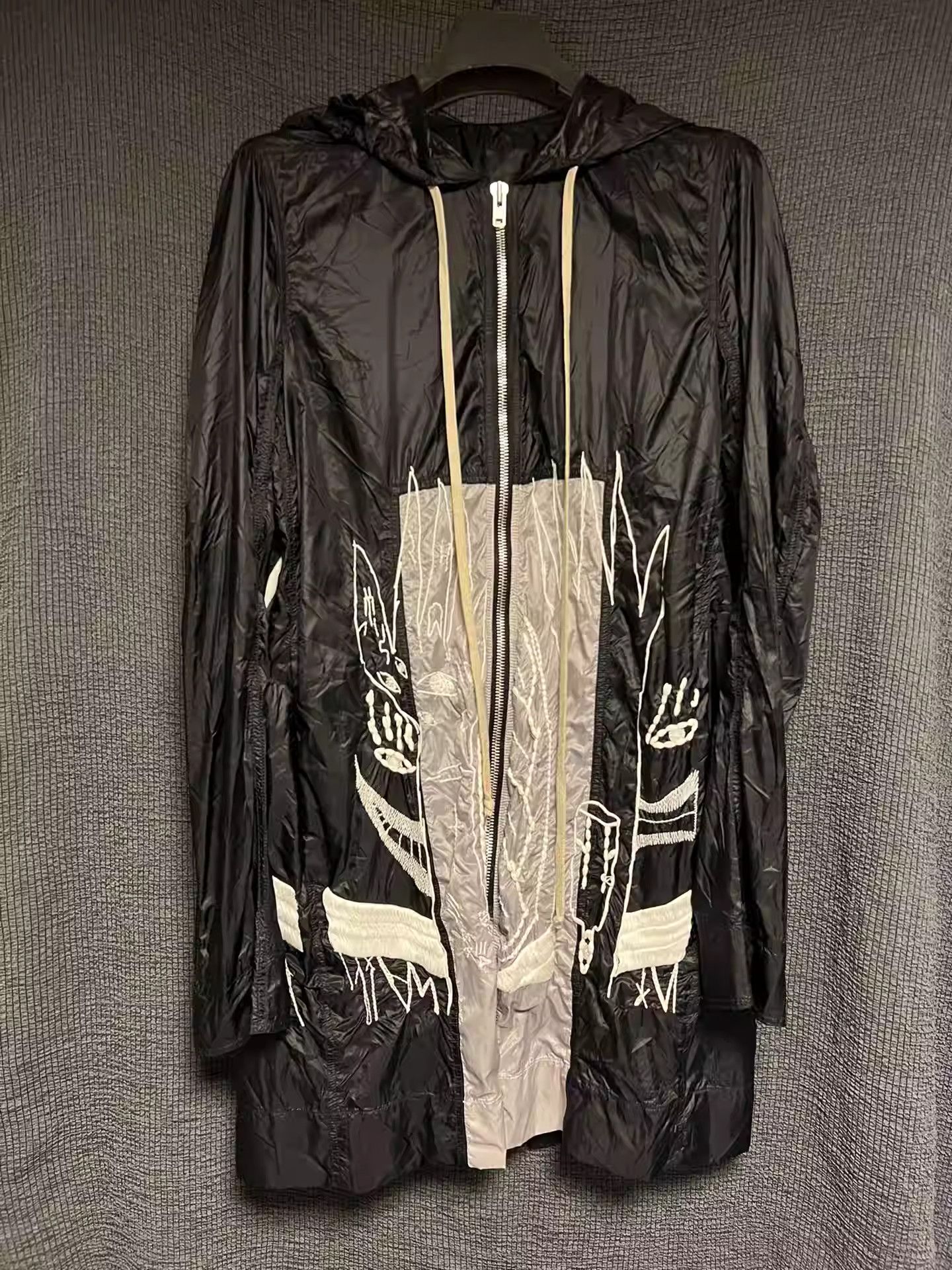 Rick Owens 10000-needle grimace embroidered trench coat