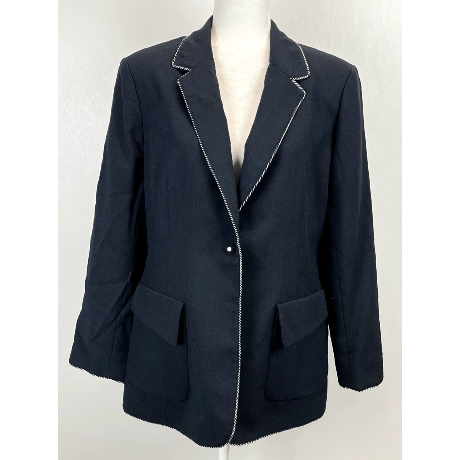 Mary McFadden Vintage Mary Mcfadden 2 Pc Skirt Suit Sz 14 Womens Navy Jacket Classic Career Power Size 36" / US 14 / IT 50 - 2 Thumbnail