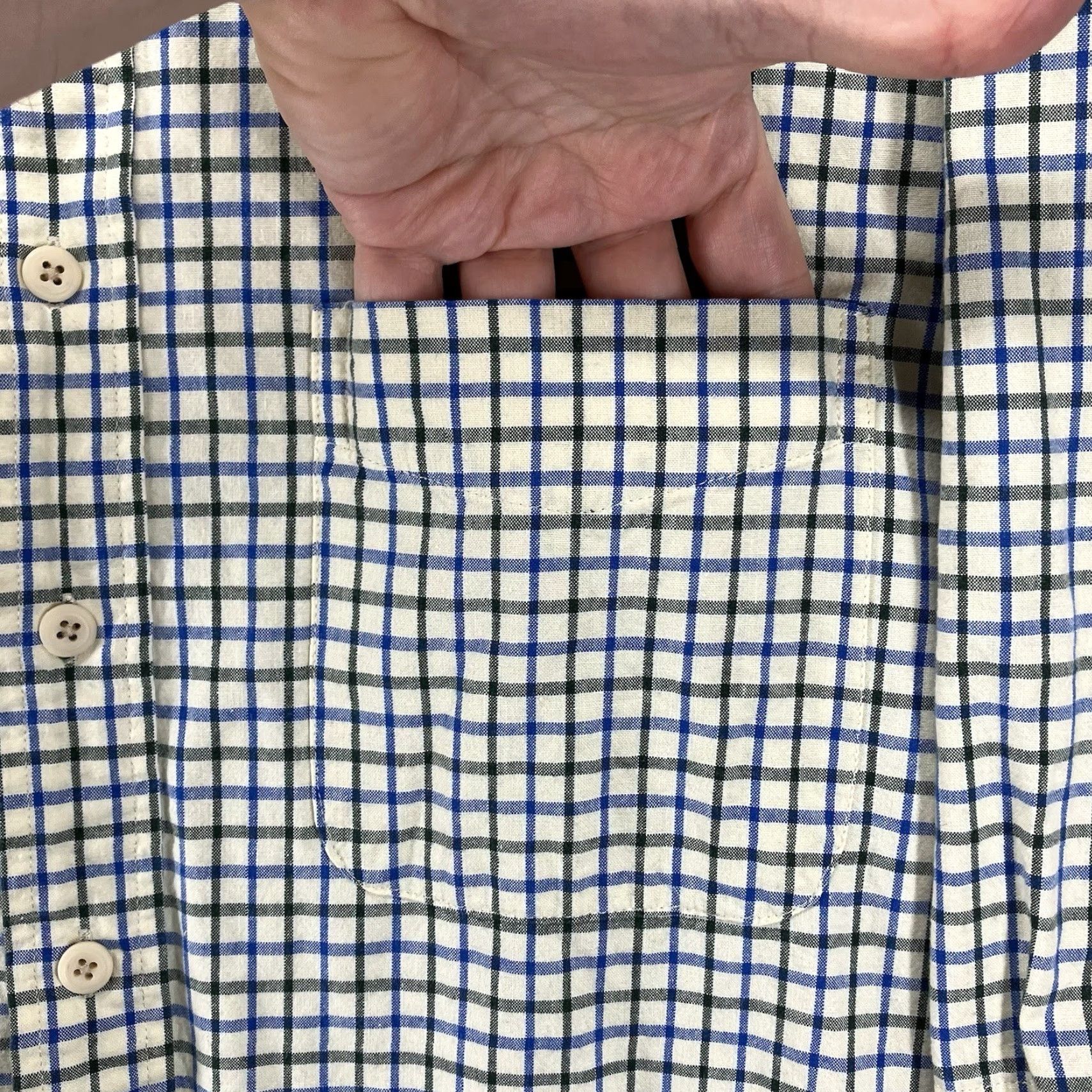 Arrow VINTAGE Arrow Button-Up Shirt 3XLT TALL Cotton Beige Blue Green Check Oxford Short Sleeve Classic 90s Mens Shirt Size US XXL / EU 58 / 5 - 6 Thumbnail