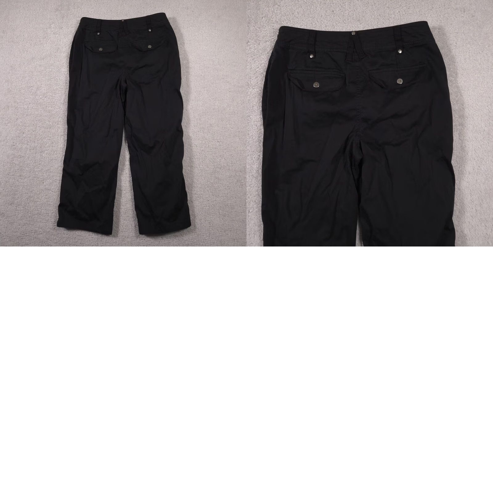 Vintage Chico's Pants Womens 1 Black Capri Cropped Utility Stretch Cotton Pockets Casual Size 25" / US 0 / IT 36 - 9 Thumbnail