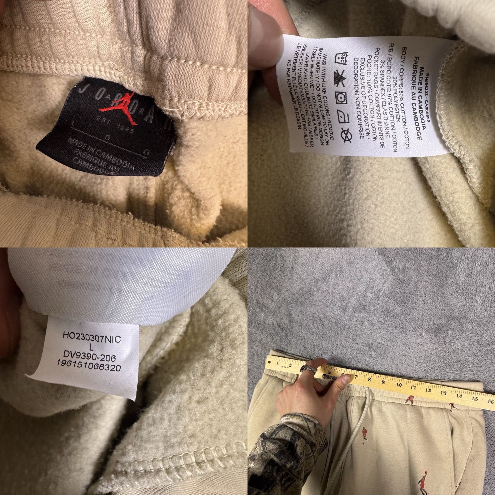 Jordan Brand Air Jordan Sweatpants Men's L Fleece Pants All Over Print Jumpman AOP DV9390 Size US 33 - 8 Thumbnail