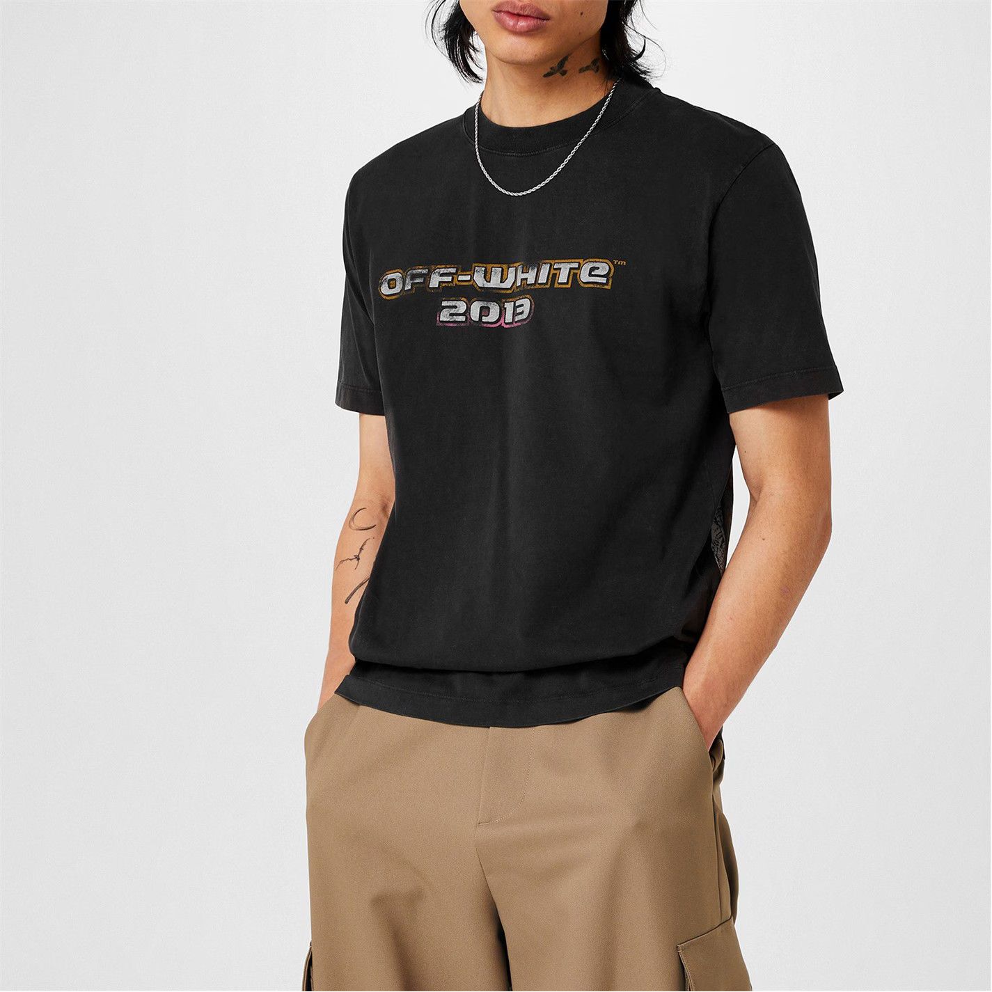 Off-White o1g2r1mq0226 Digit Slim Cotton Short Sleeve T-Shirt Black Size US XXS / EU 40 - 2 Thumbnail