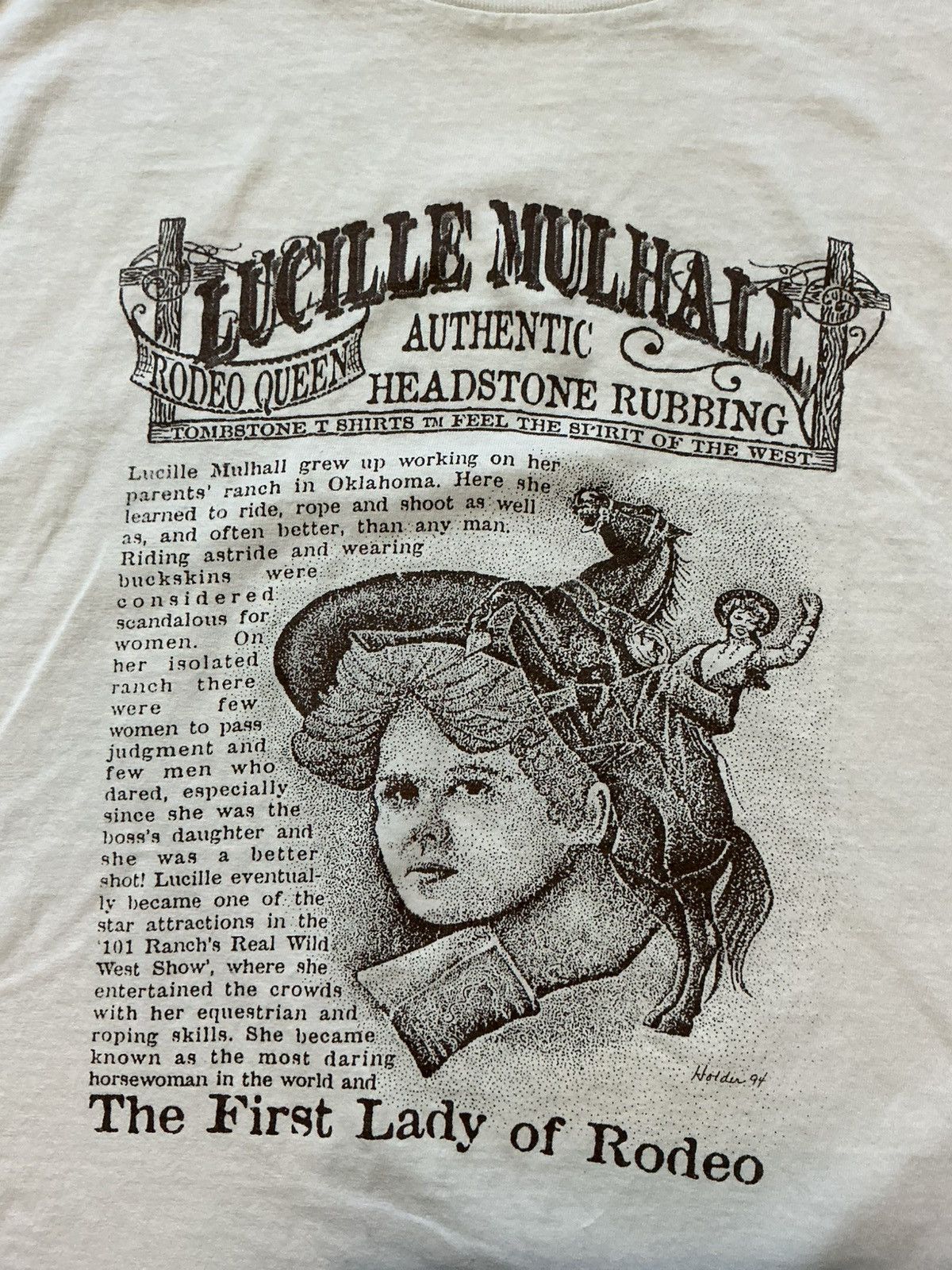 Vintage Vintage Lucille Mulhall Cowgirl Wild West Rodeo Queen TShirt Size US L / EU 52-54 / 3 - 6 Thumbnail