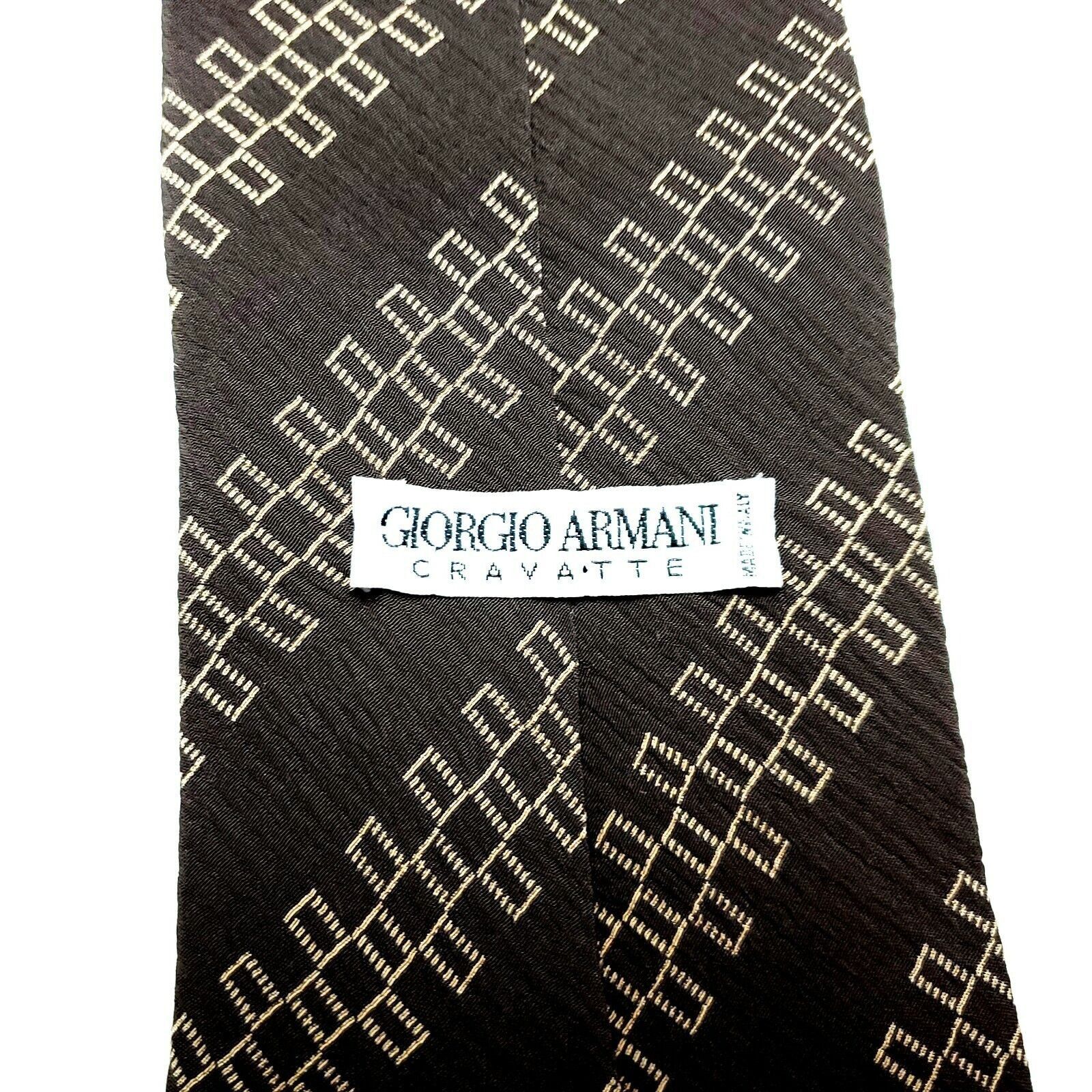 Giorgio Armani Giorgio Armani Cravatte Silk Tie Print Brown Short Size ONE SIZE - 3 Thumbnail