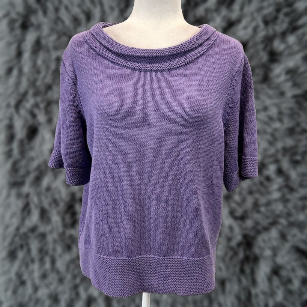 Orvis Orvis Women's Short Sleeve Boat Neck Sweater Medium Purple Cotton Blend Size M / US 6-8 / IT 42-44 - 1 Thumbnail