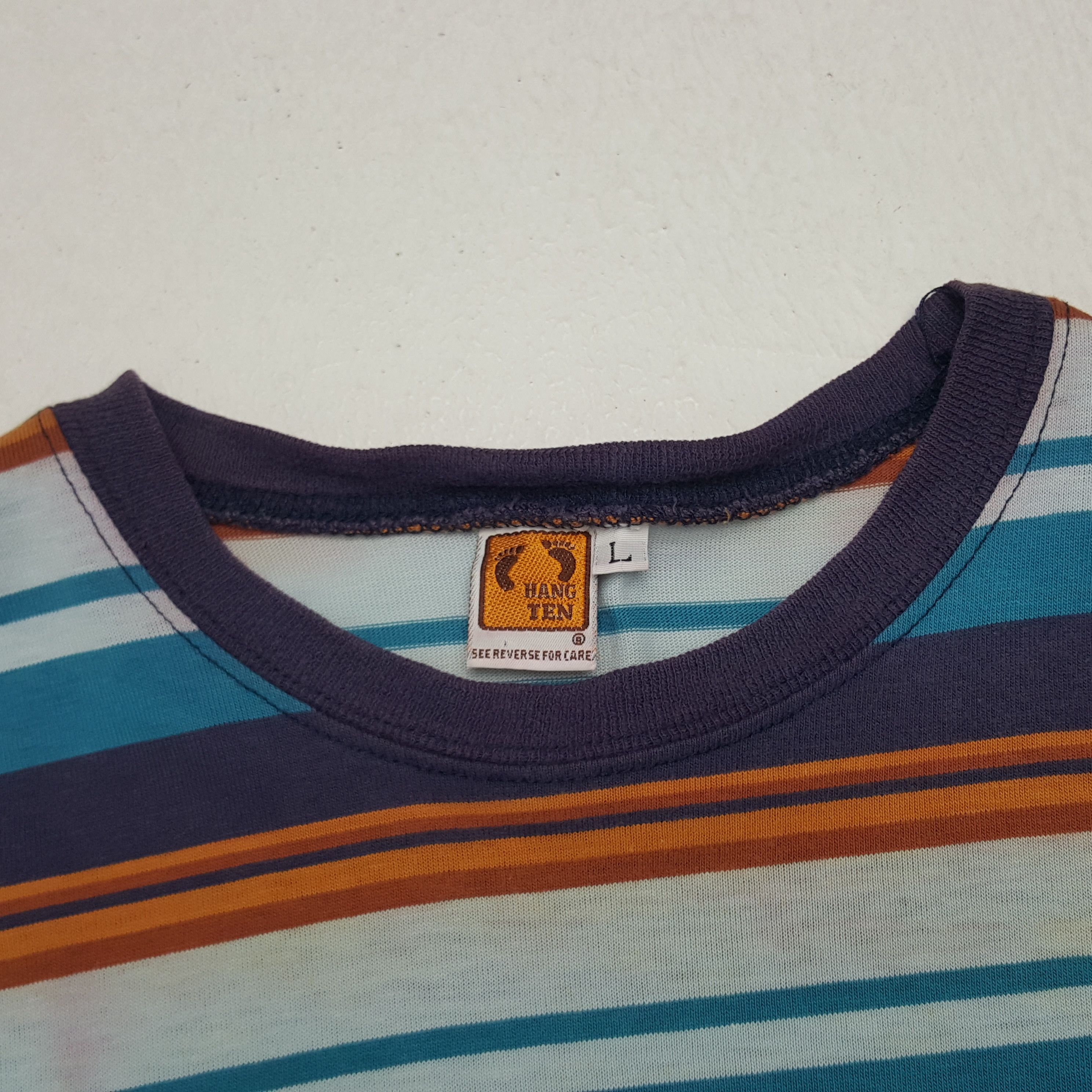 Hang Ten × Vintage Vintage Hang Ten Striped Tshirt Size US L / EU 52-54 / 3 - 4 Thumbnail