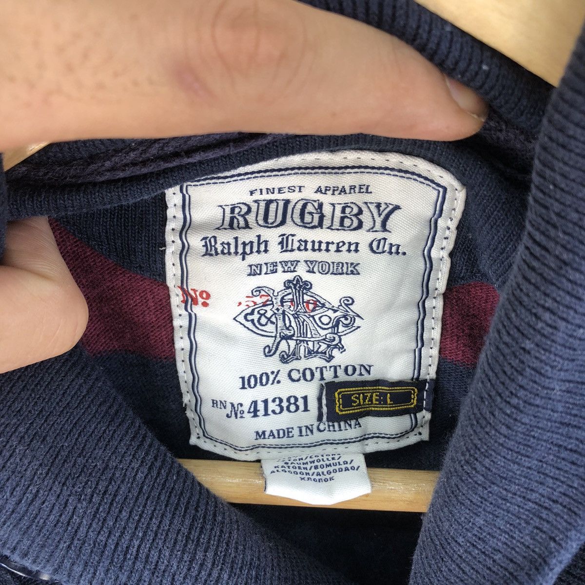 Rugby Ralph Lauren Vintage 2000s Rugby RL 13 Shawl Collar Stripes L/S Shirt Size US L / EU 52-54 / 3 - 9 Thumbnail