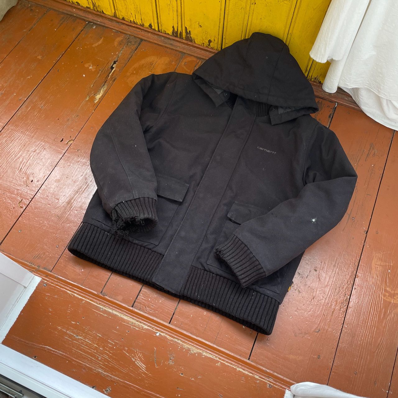 Carhartt Vintage Carhartt Black Hooded Jacket – Heavy Canvas Workwear Size US L / EU 52-54 / 3 - 1 Thumbnail