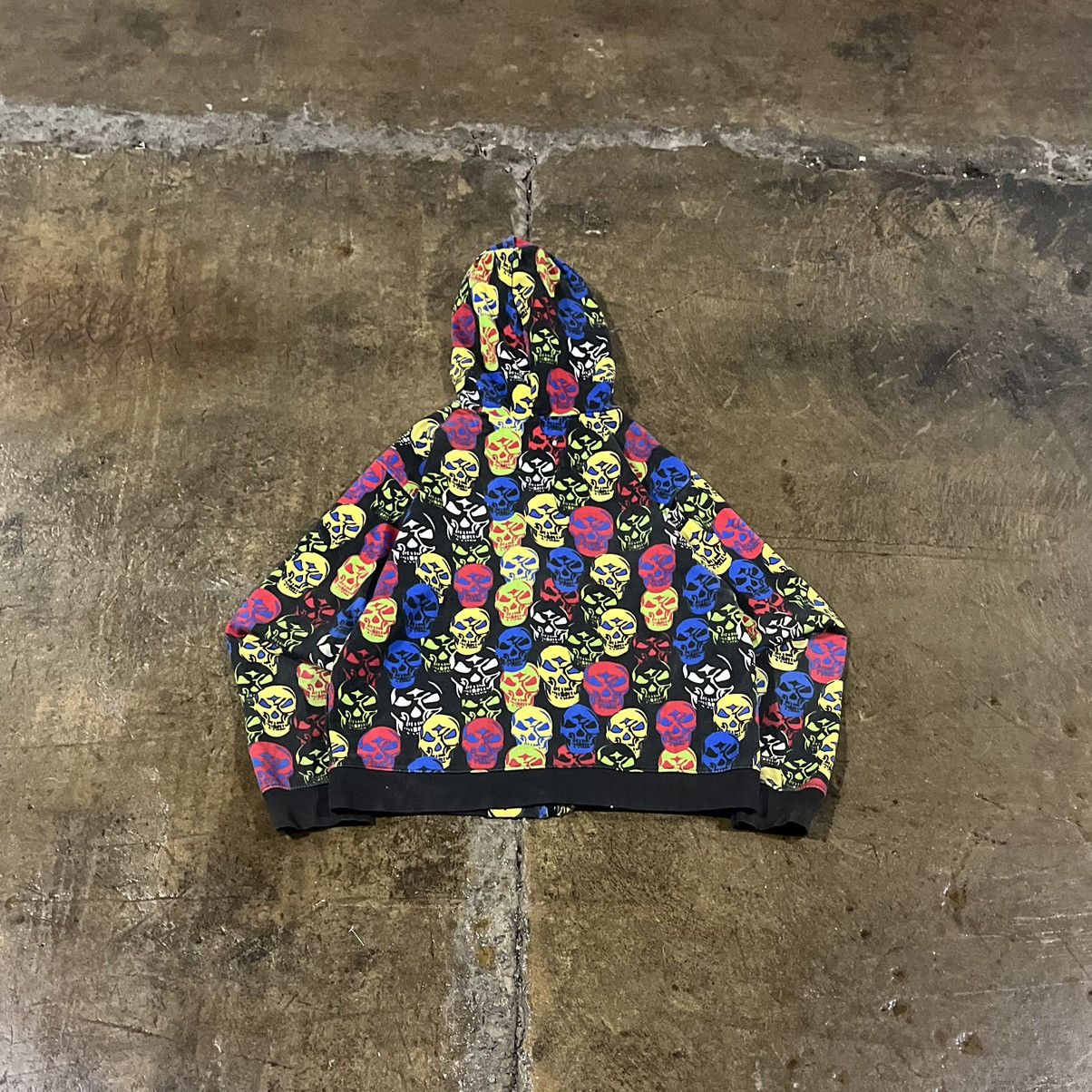 Affliction × JNCO × Vintage CRAZY Y2K SKULL ALL OVER PRINT ZIP-UP HOODIE GRUNGE GOTH Size US XL / EU 56 / 4 - 2 Thumbnail
