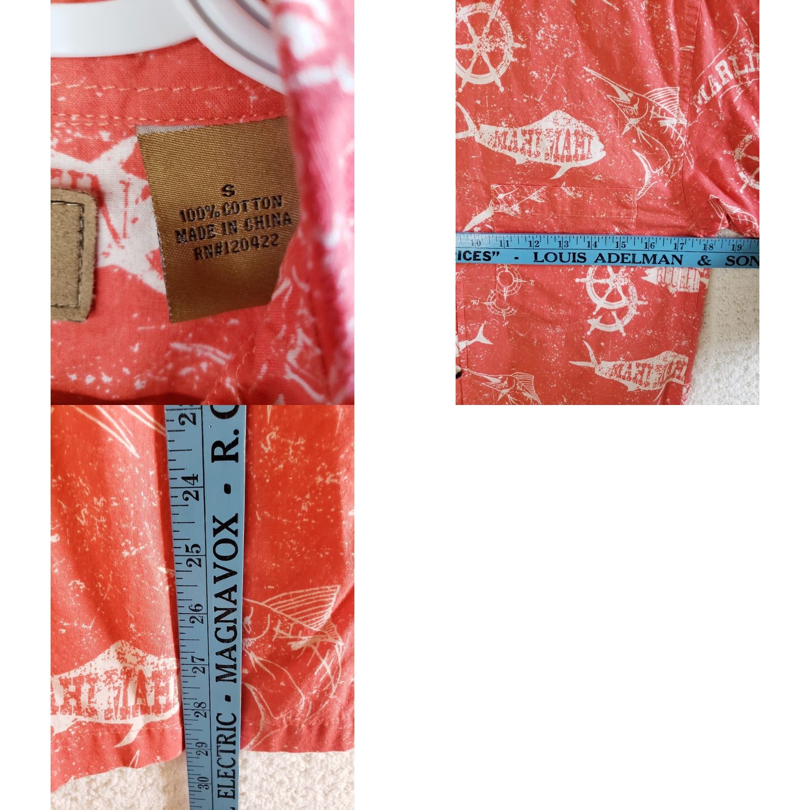 Vintage ClearWater Outfitters Men Shirt Red Short Sleeve Button-Up Fish Print Hawaiian Pattern Pocket Casual Travel New Size US S / EU 44-46 / 1 - 8 Thumbnail