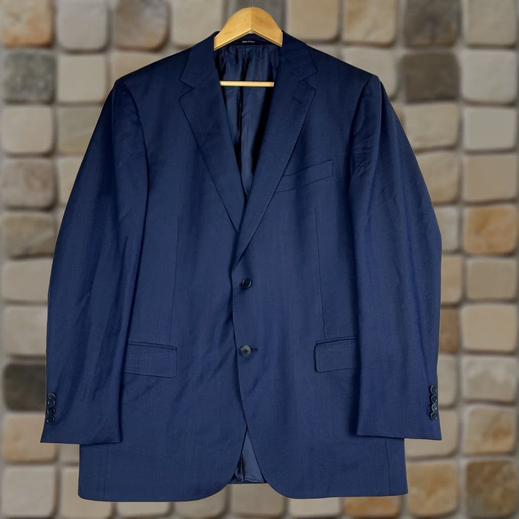 Ermenegildo Zegna Ermenegildo Zegna Jacket Mens 46 Blue Silk Wool Herringbone Blazer Sport Coat Size 46R - 1 Thumbnail
