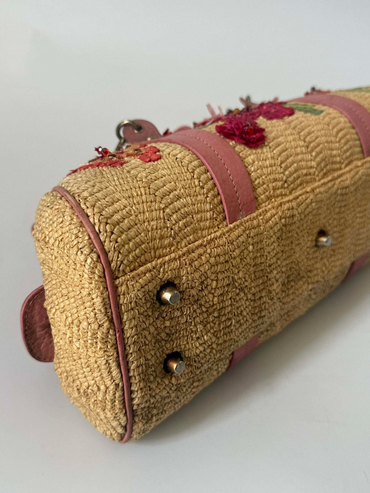 Dior Christian Dior by John Galliano Floral Straw Raffia Handbag Size ONE SIZE - 3 Thumbnail