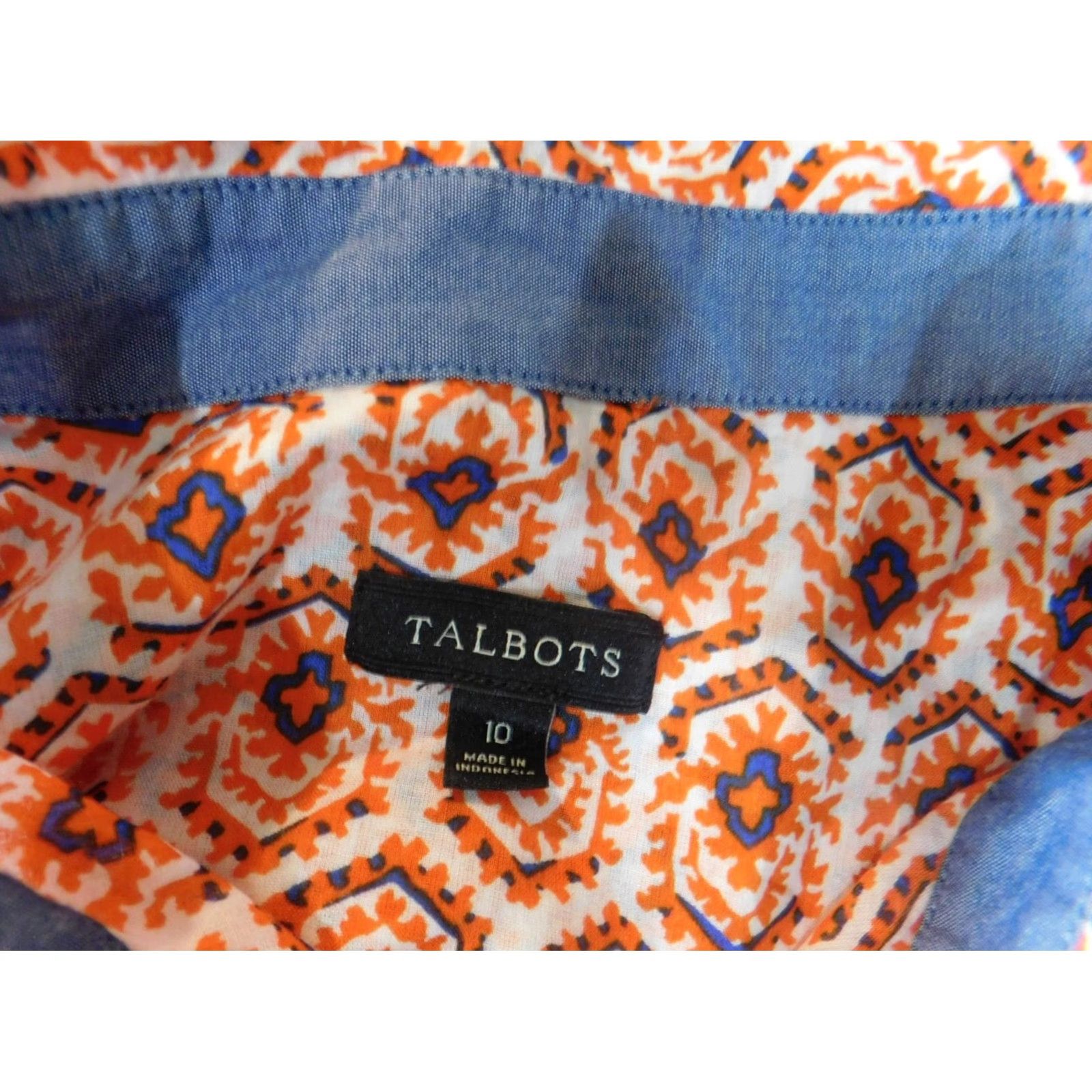 Talbots Talbots Button-Up Shirt Womens 10 Orange Casual Collared Sleeveless Cotton Rayon Button-Up Basic Designer Classics Womens Size L / US 10 / IT 46 - 4 Thumbnail