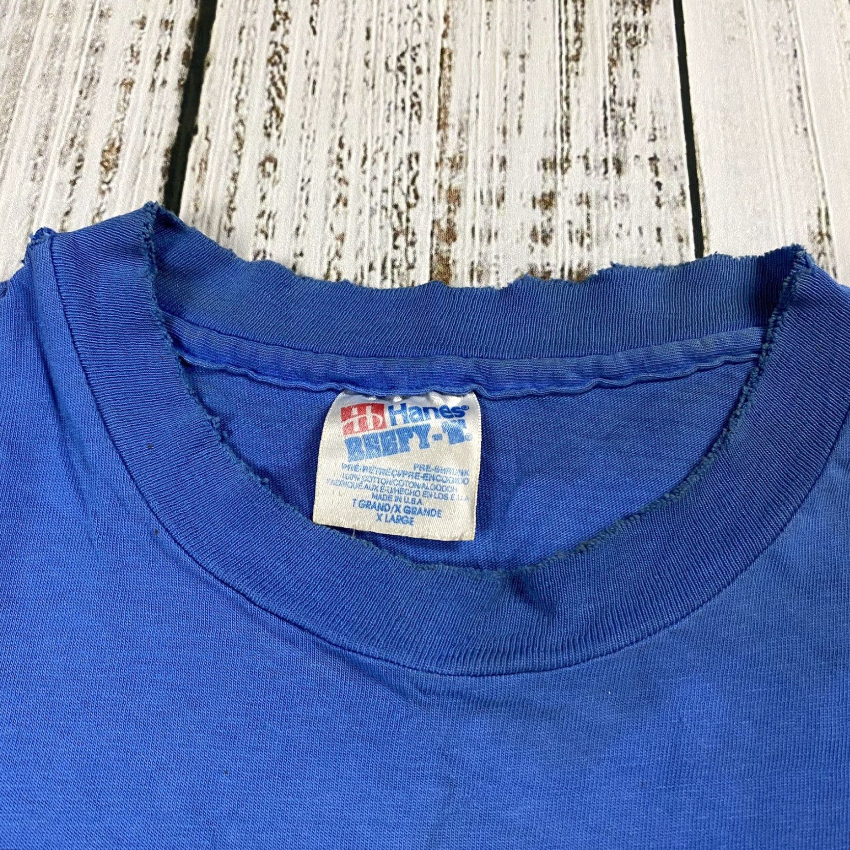 Hanes VINTAGE Spartan High School Football Shirt XL Unisex White 1980s Throop PA Hanes Graphic Tee Size US XL / EU 56 / 4 - 6 Thumbnail