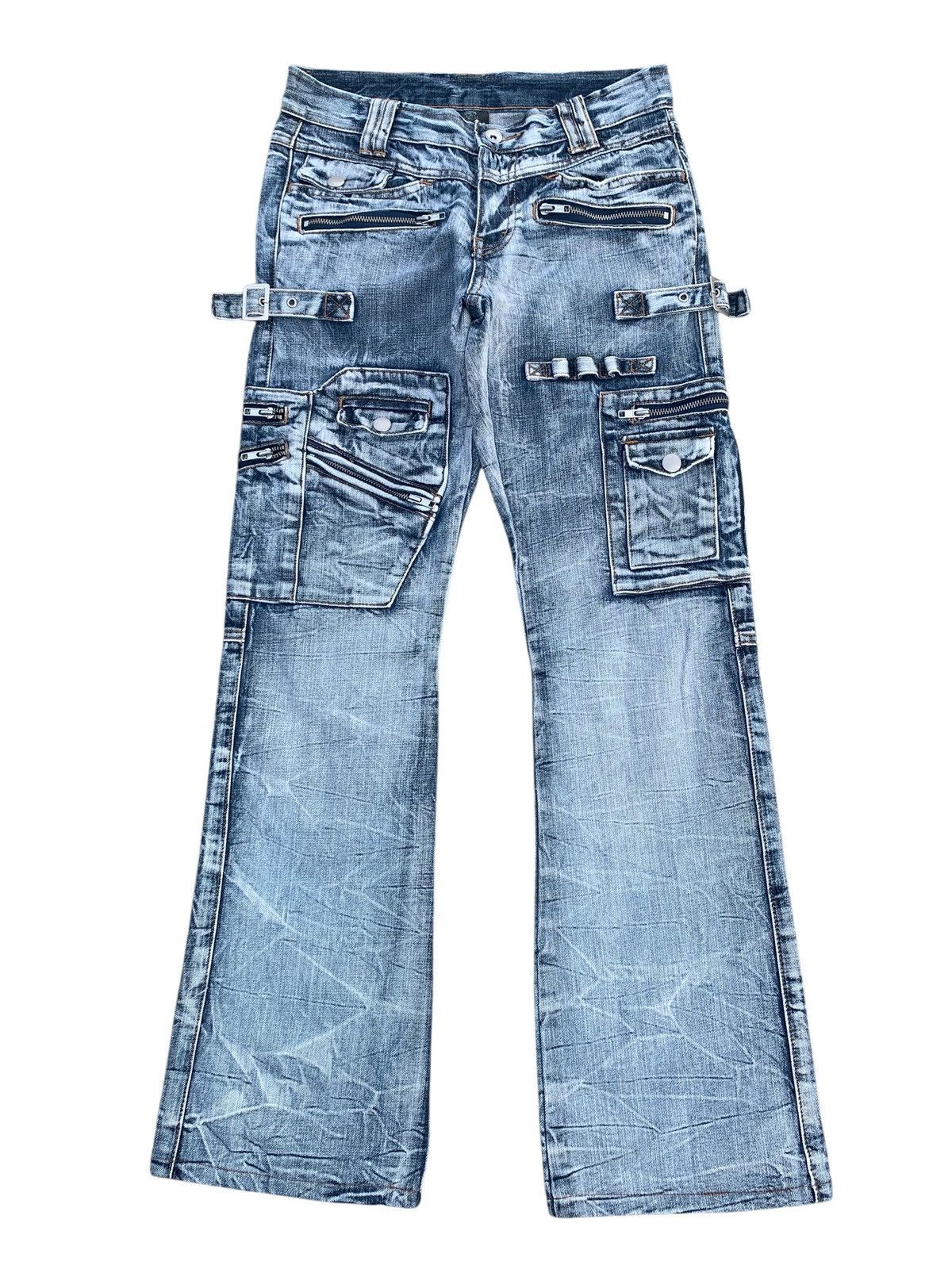 semanticdesign FLARE SEMANTIC DESIGN CARGO PUNK BONDAGE DISTRESSED DENIM Size US 29 - 1 Thumbnail