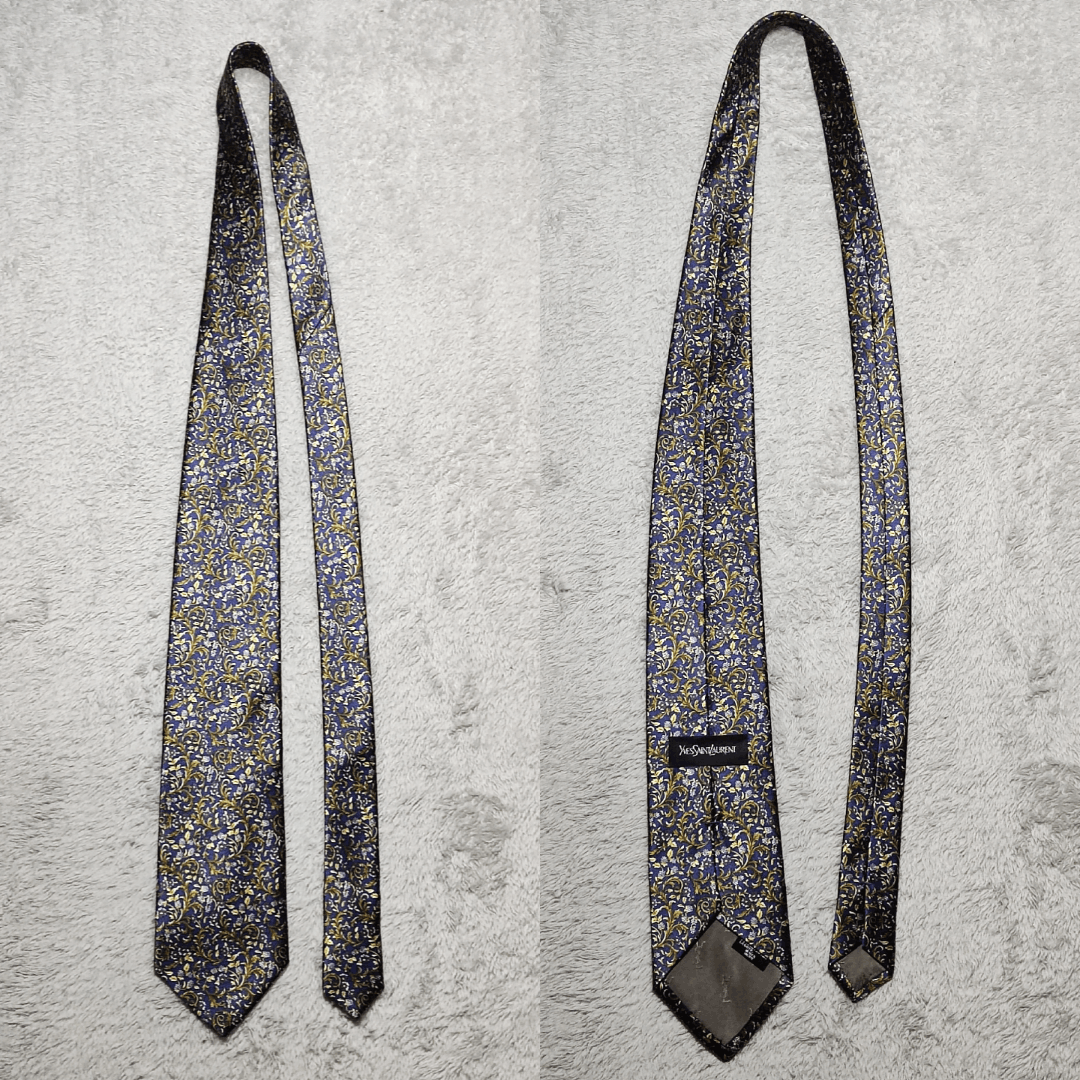Yves Saint Laurent Yves Saint Laurent Metallic gold Floral Jacquard Silk Tie Size 28 - 3 Thumbnail