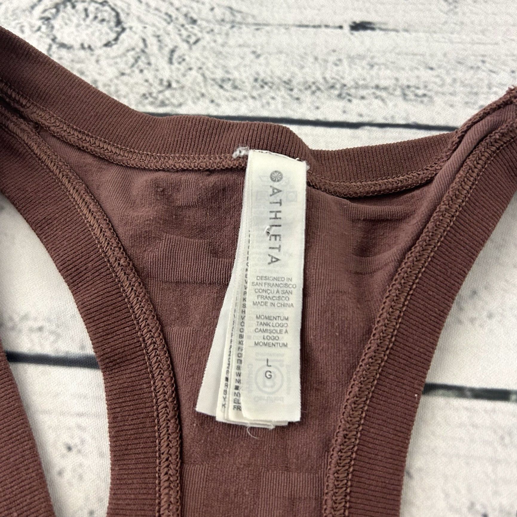 Athleta Athleta Momentum Tank Logo Camisole Tank Top Sleeveless Racerback Women's Large Brown Logo Activewear Womens L Brown Size L / US 10 / IT 46 - 2 Thumbnail