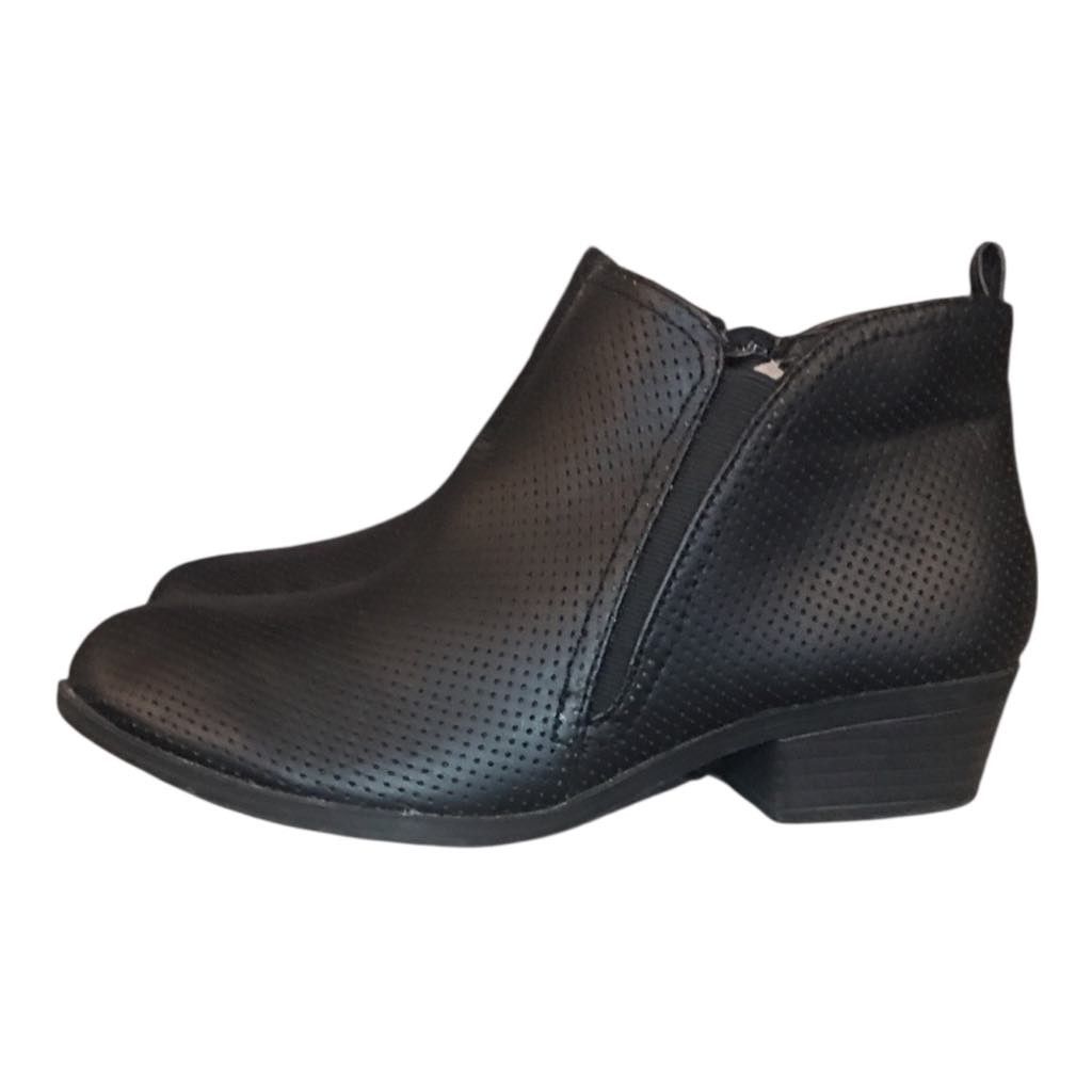 Other Sugar Girl's Black Perforated Ankle Boot Booties Side Zip 3M Size US 5.5 / IT 35.5 - 2 Thumbnail