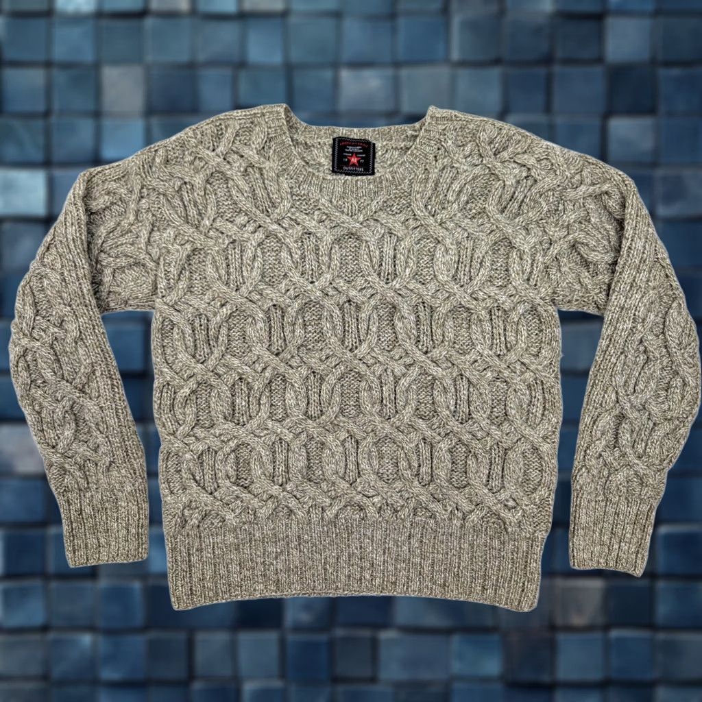 American Eagle Outfitters VINTAGE American Eagle Sweater Shetland Wool Chunky Cable Knit Crew Neck Beige Men L Size US L / EU 52-54 / 3 - 1 Thumbnail